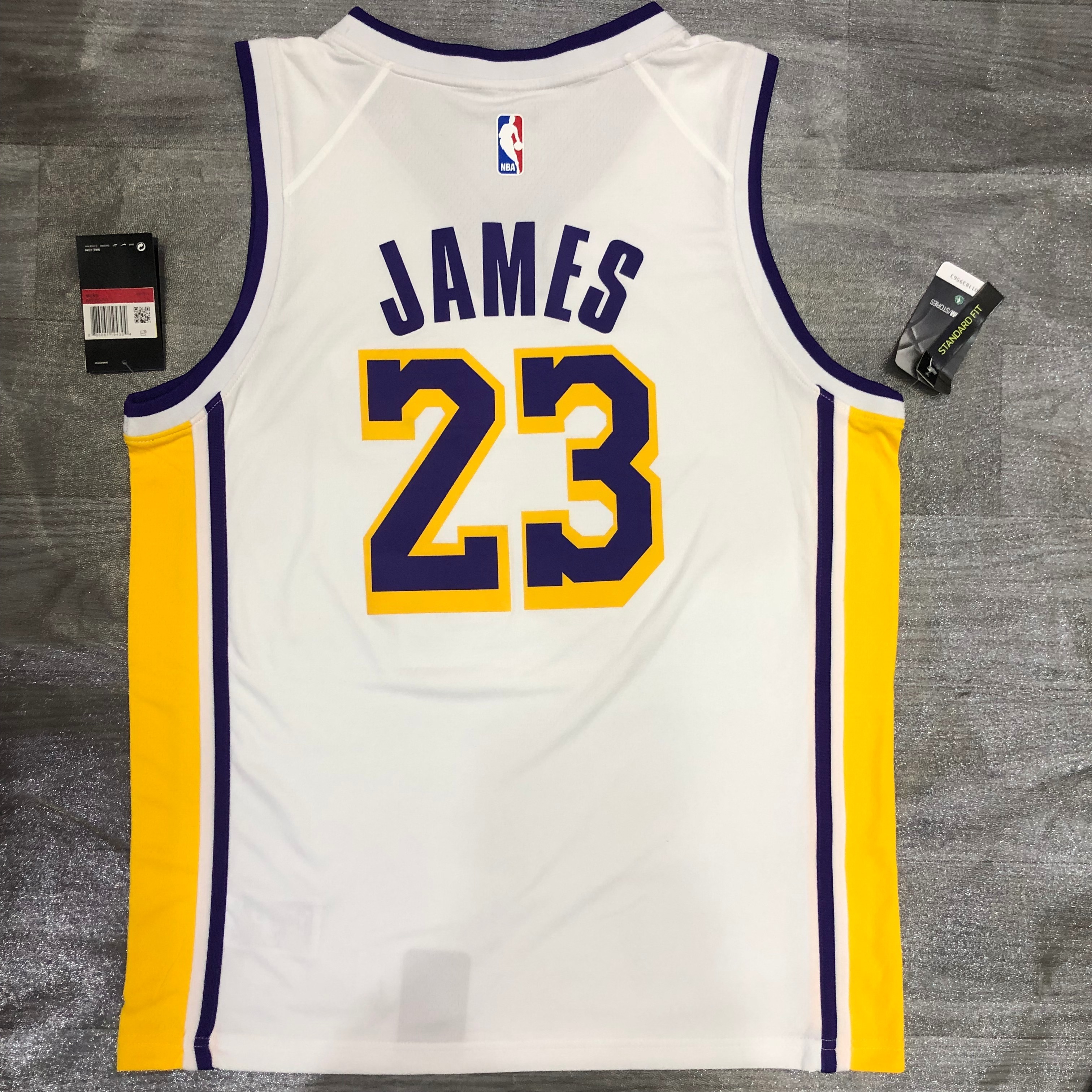 Lakers white V-neck No. 23 James