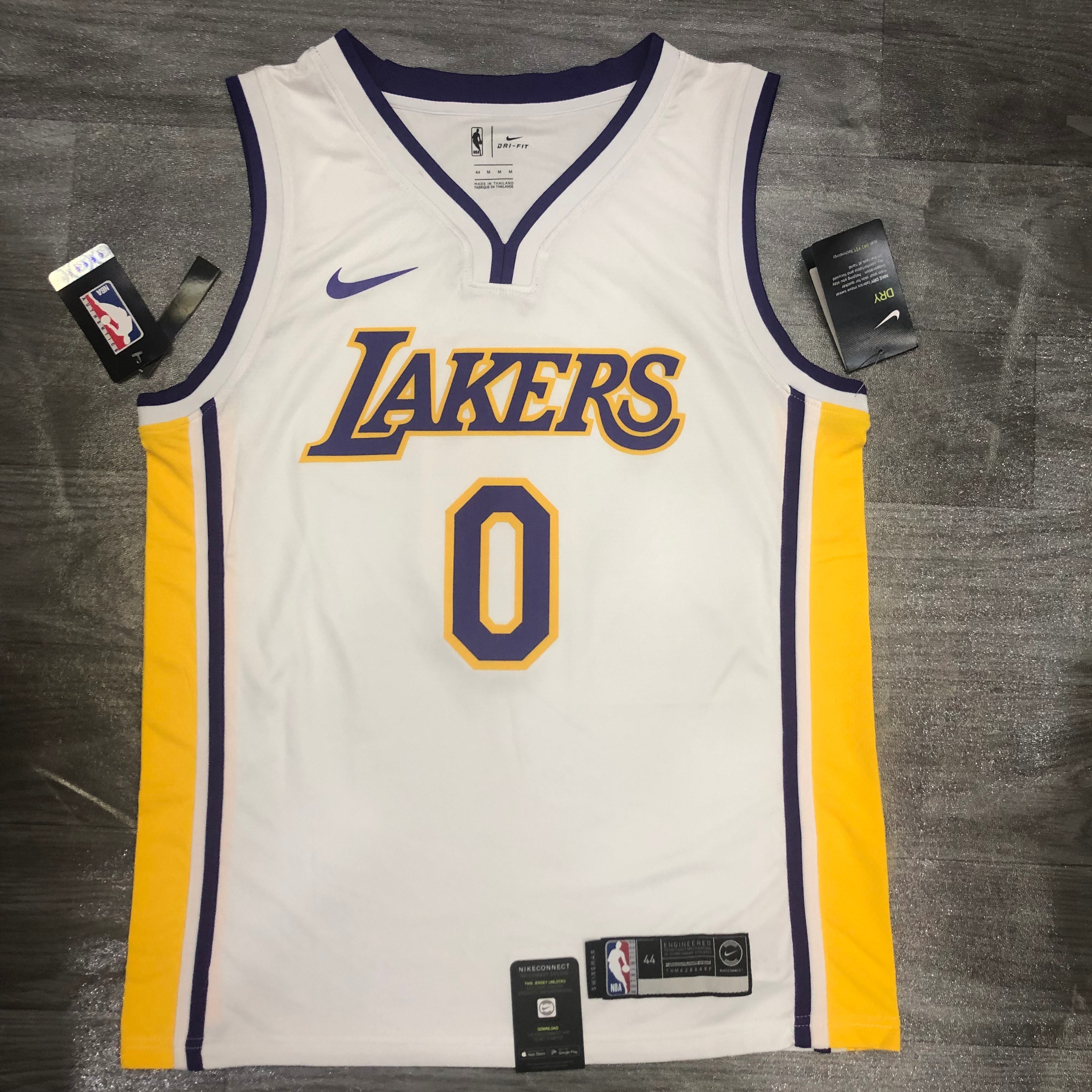 Lakers white V-neck No. 0 Nick Young