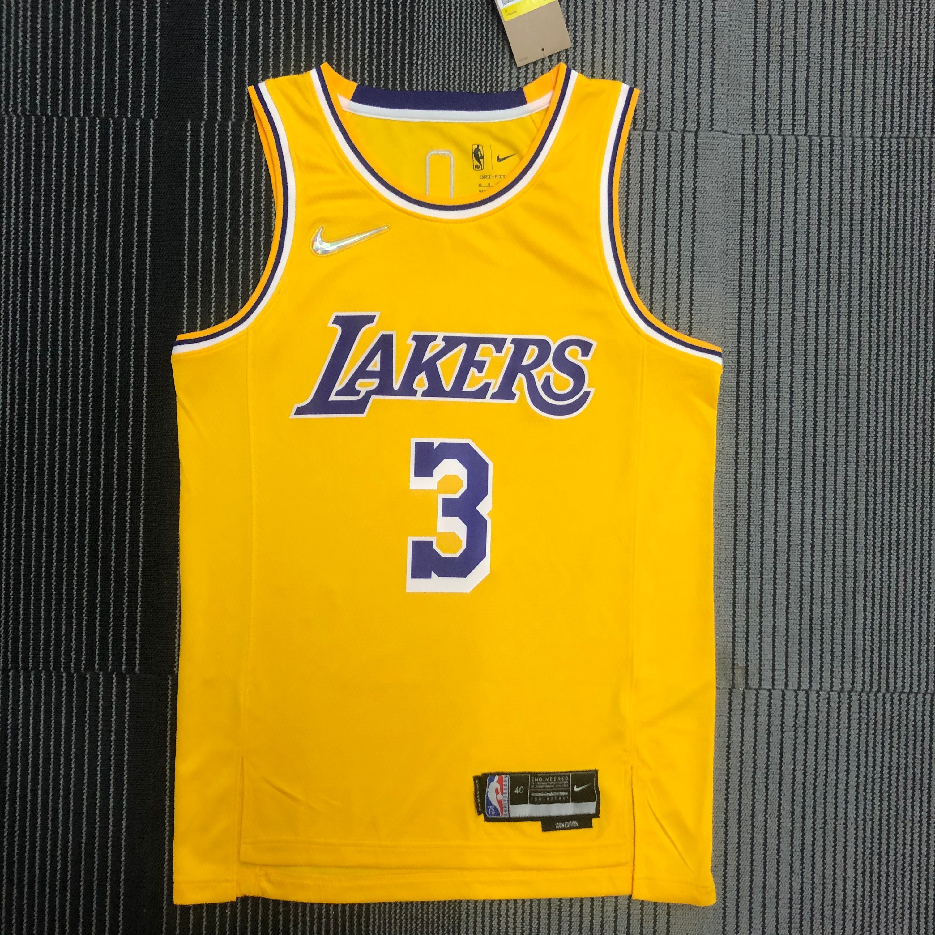 75th anniversary Lakers yellow No. 3 Davis