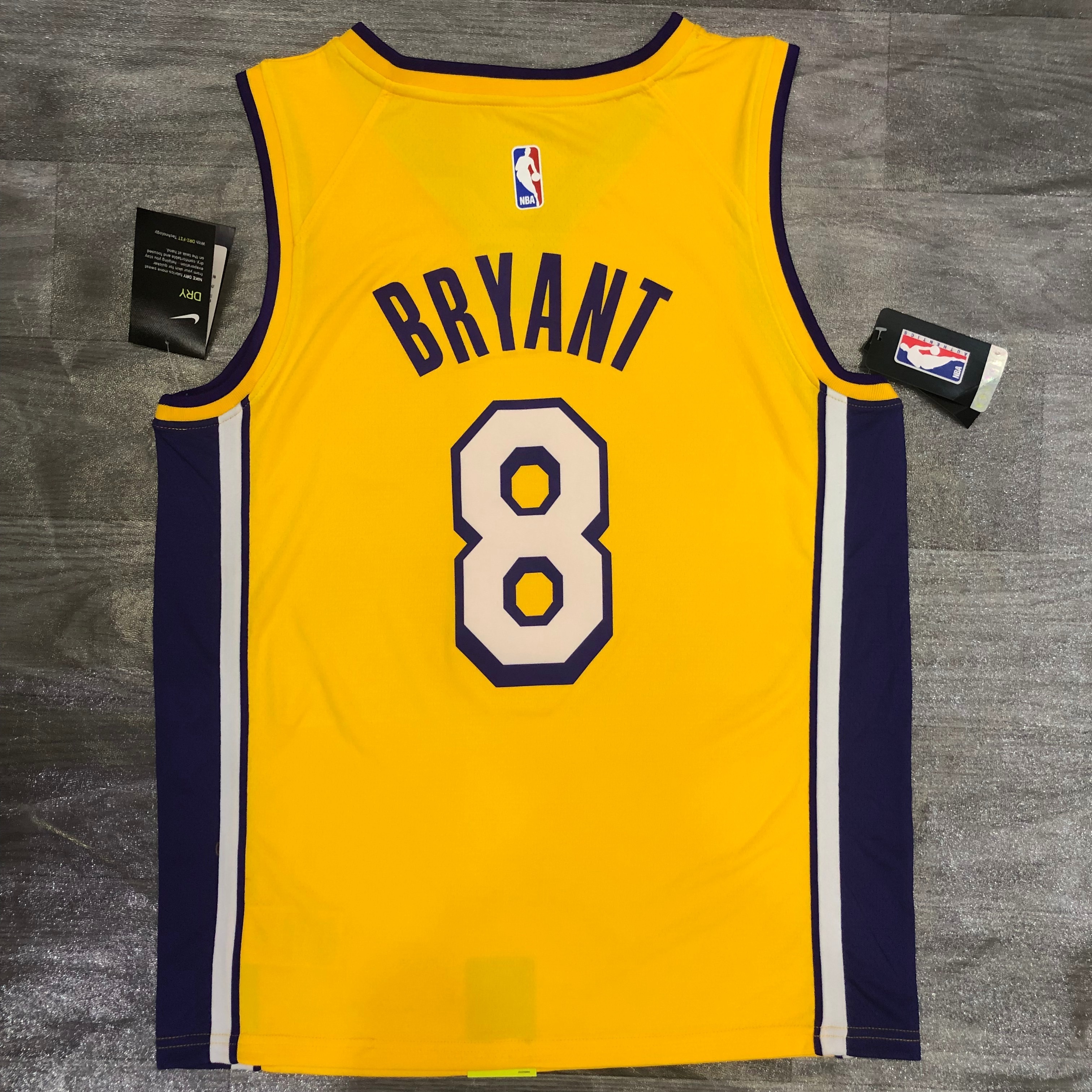 Lakers yellow V-neck No. 8 Bryant