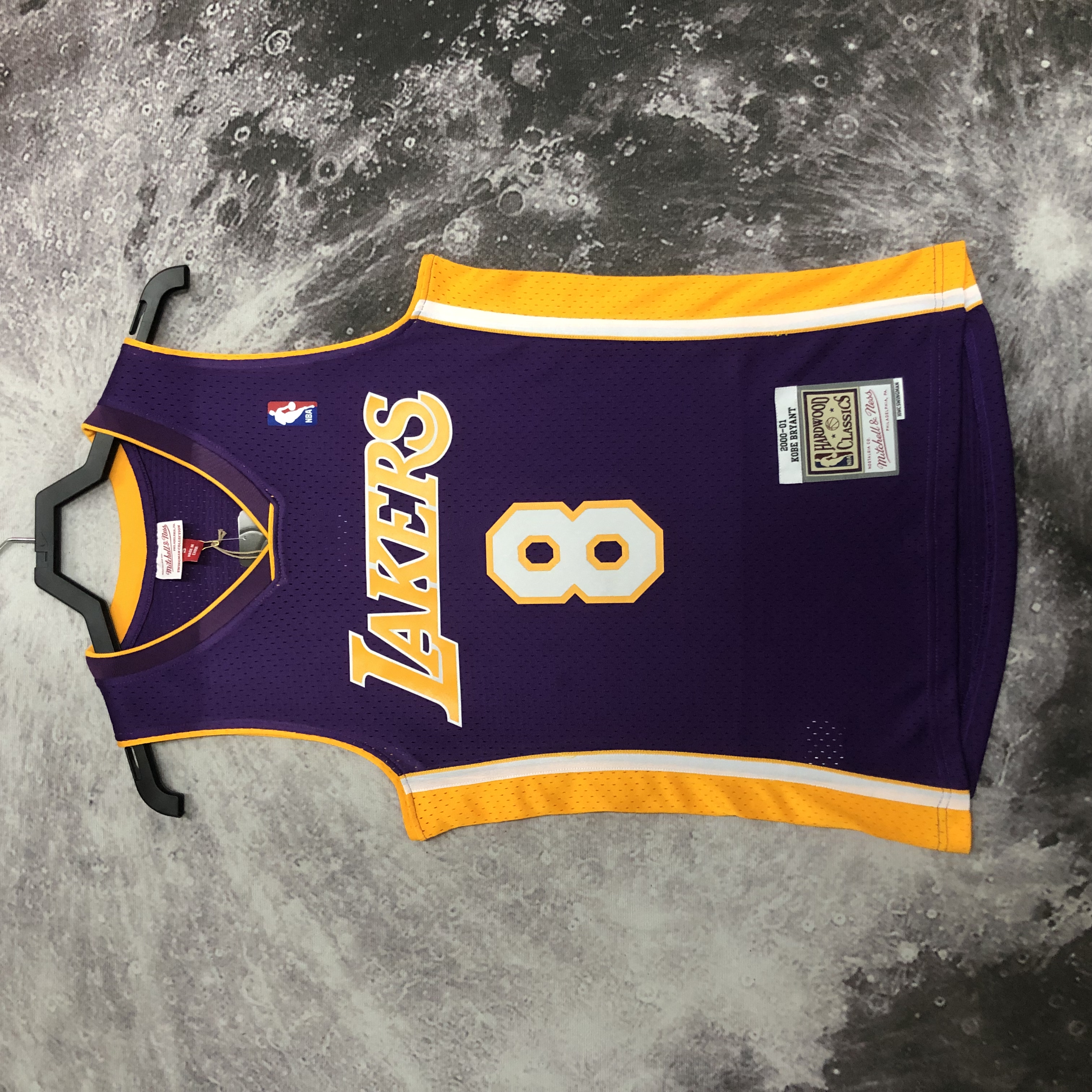 MN Hot Press Throwback Jersey SW Lakers 20001 season V-neck Purple No. 8 Bryant
