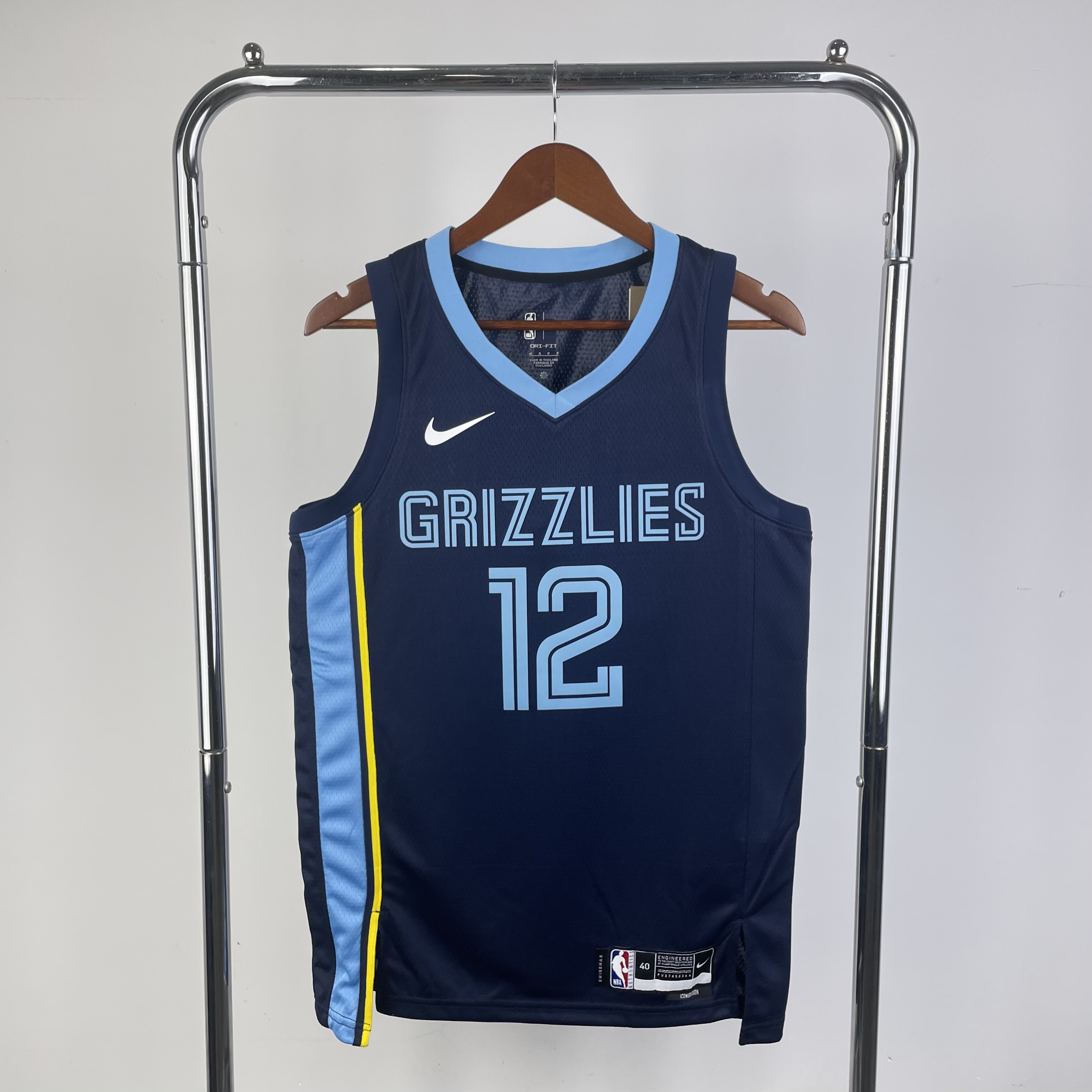 23 season Grizzlies away dark blue 12 Morant