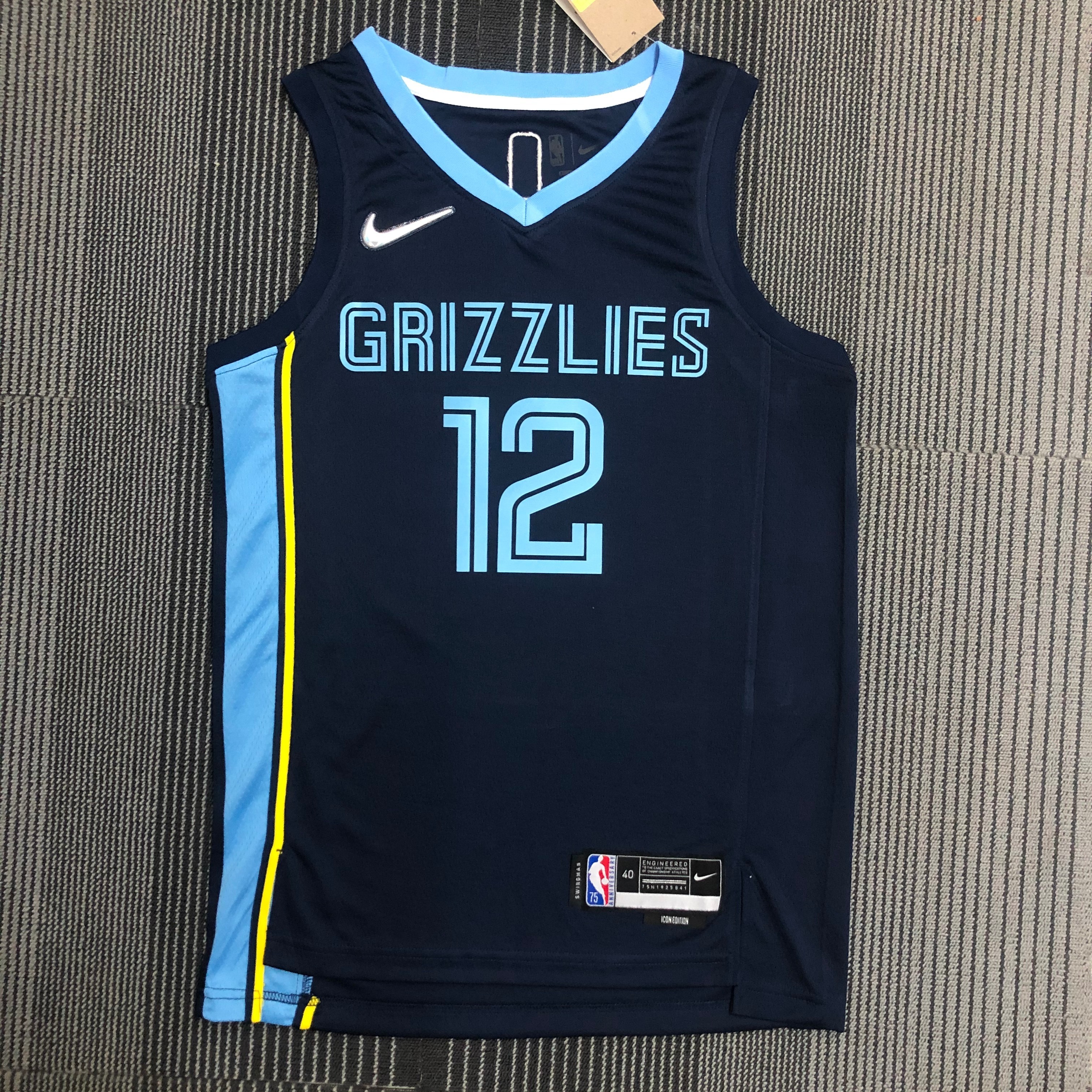 75th anniversary Grizzlies Navy blue No. 12 Morant