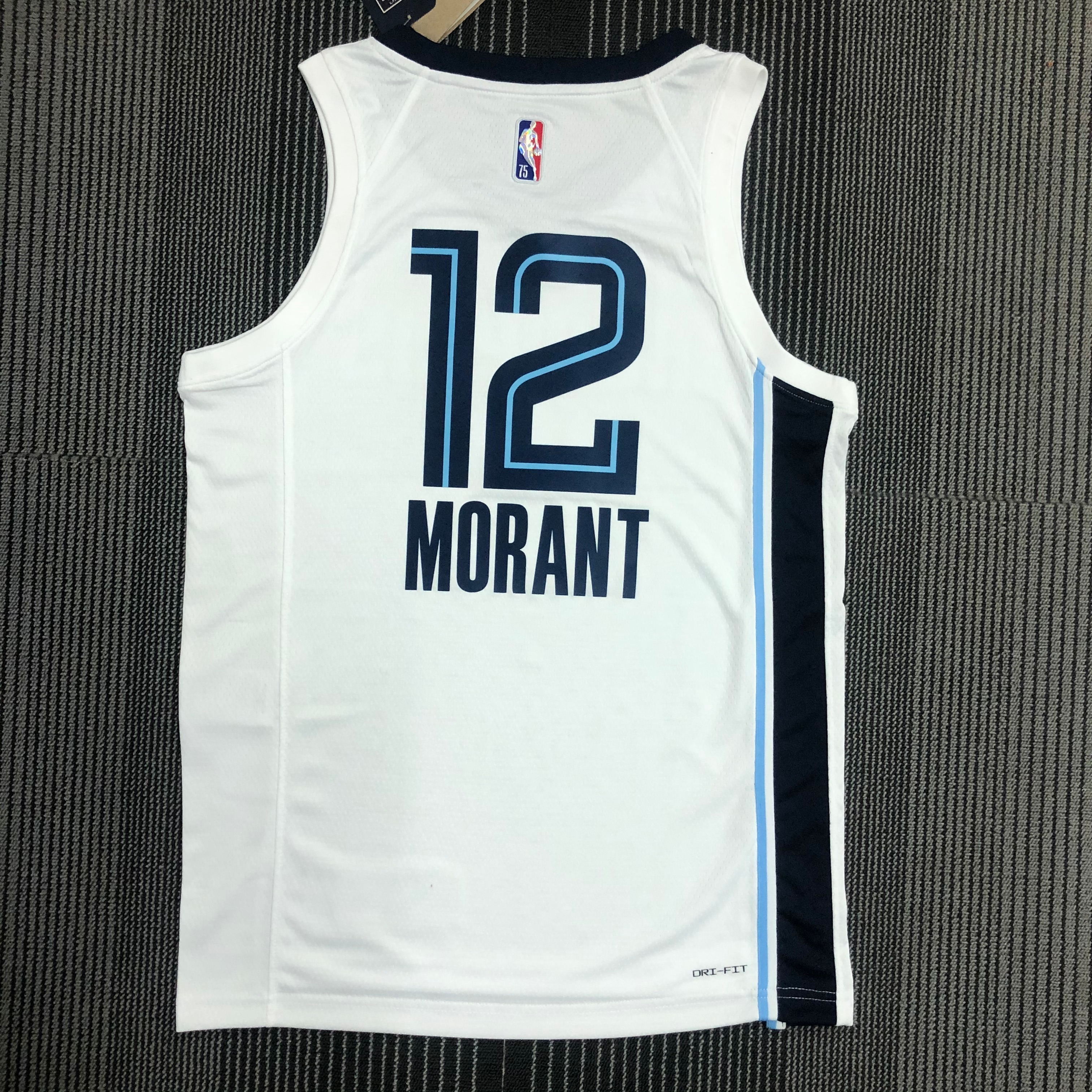 75th anniversary Grizzlies white number 12 Morant