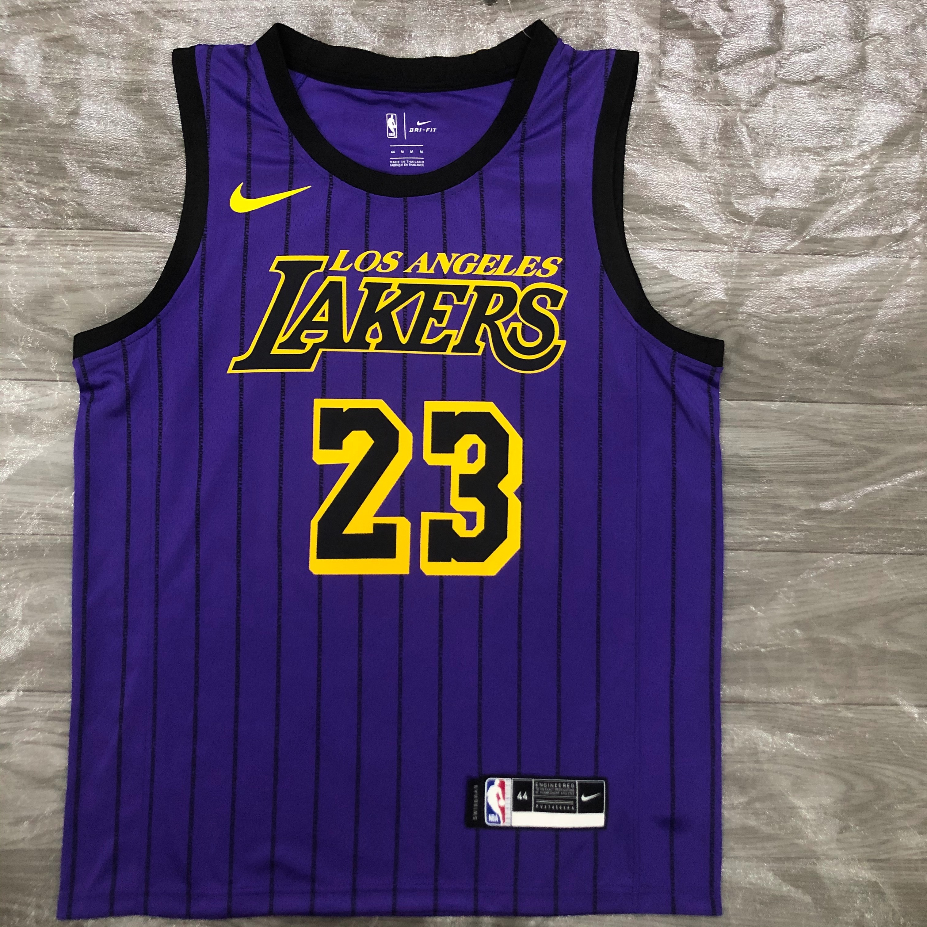 The Lakers' 18 purple stripes limited James to No. 23