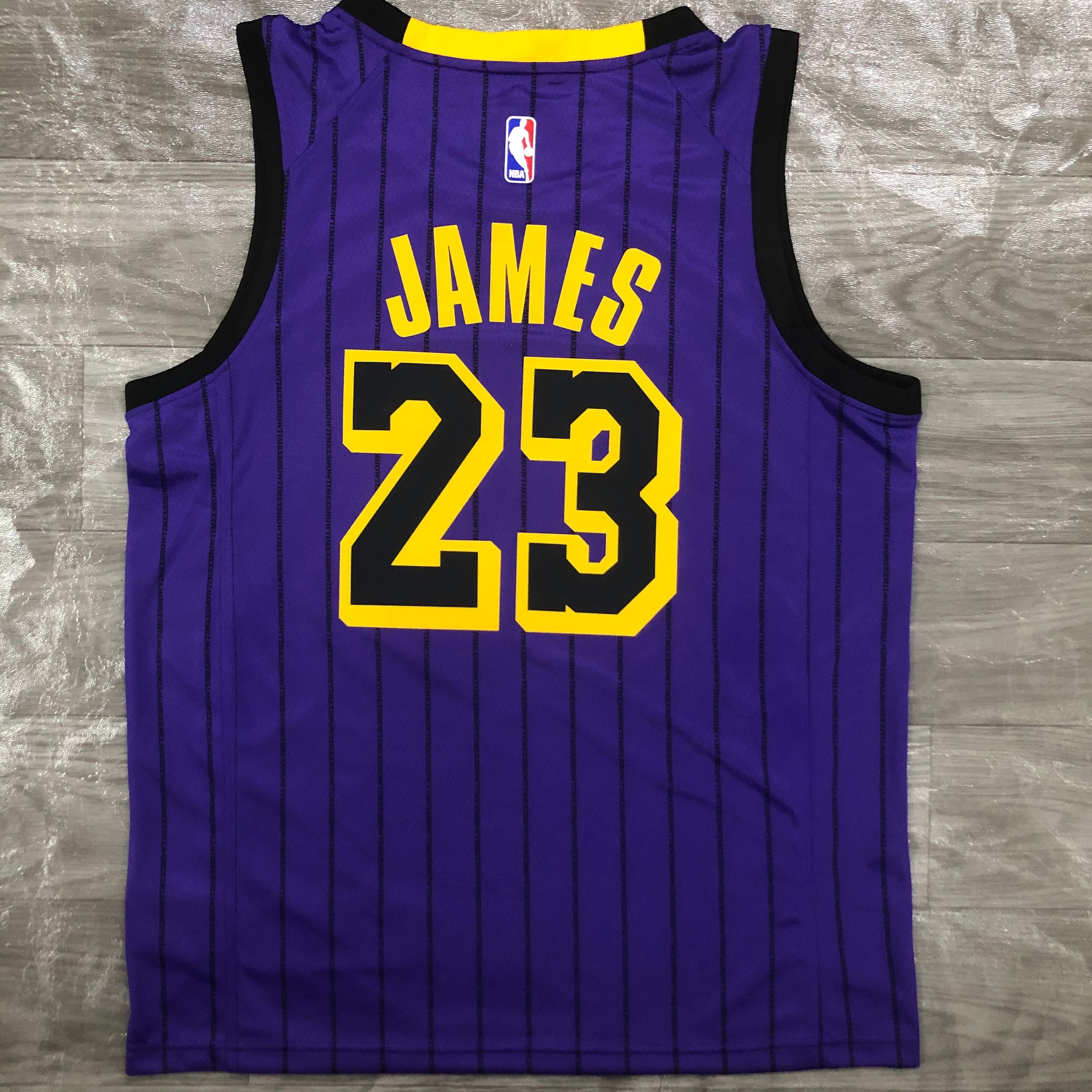 The Lakers' 18 purple stripes limited James to No. 23