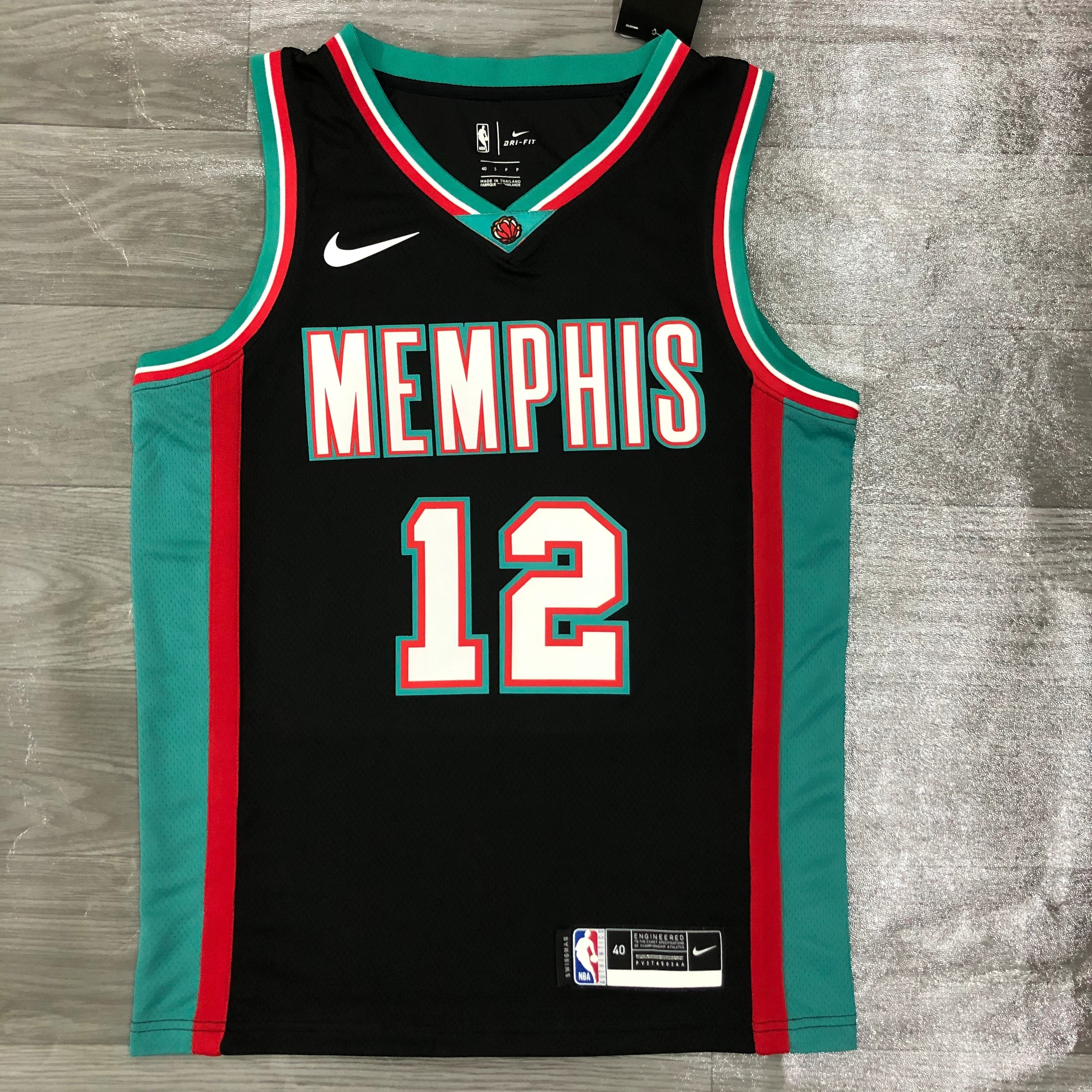 Season 21 Grizzlies retro black No. 12 Morant