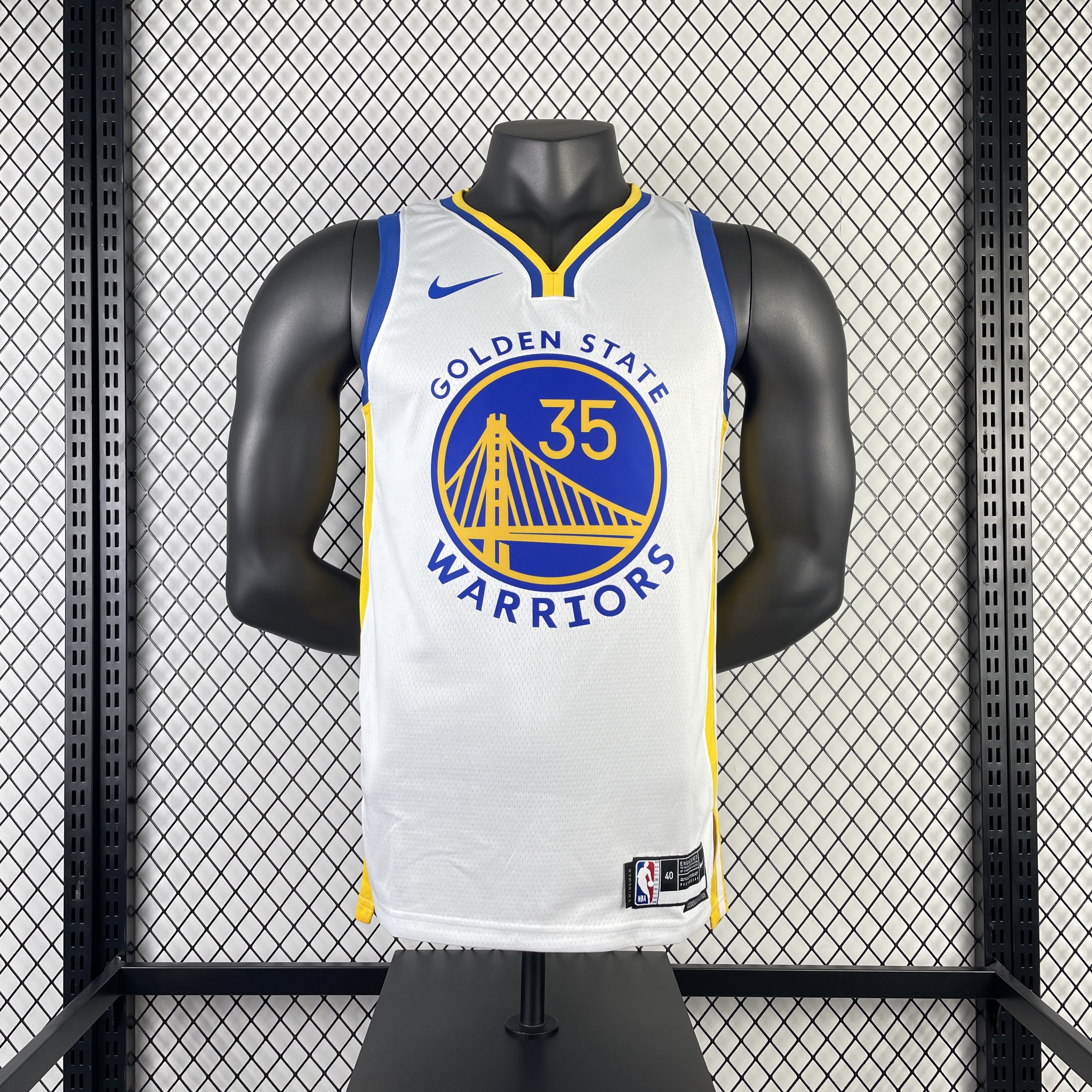 23 Warriors V-neck white 35 Durant