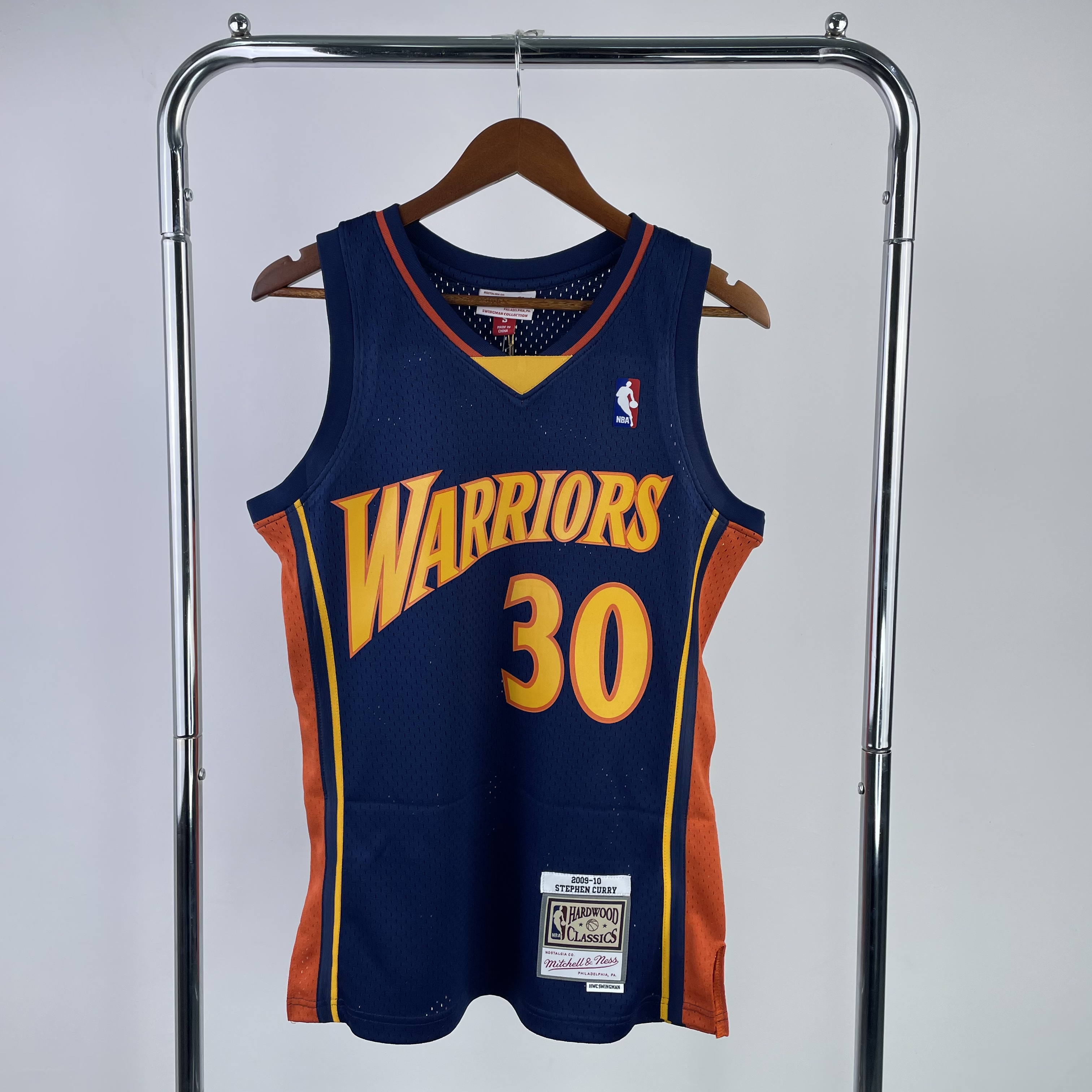 MN Hot Press retro jersey SW Warriors 0910 rookie Navy Blue 30 Curry