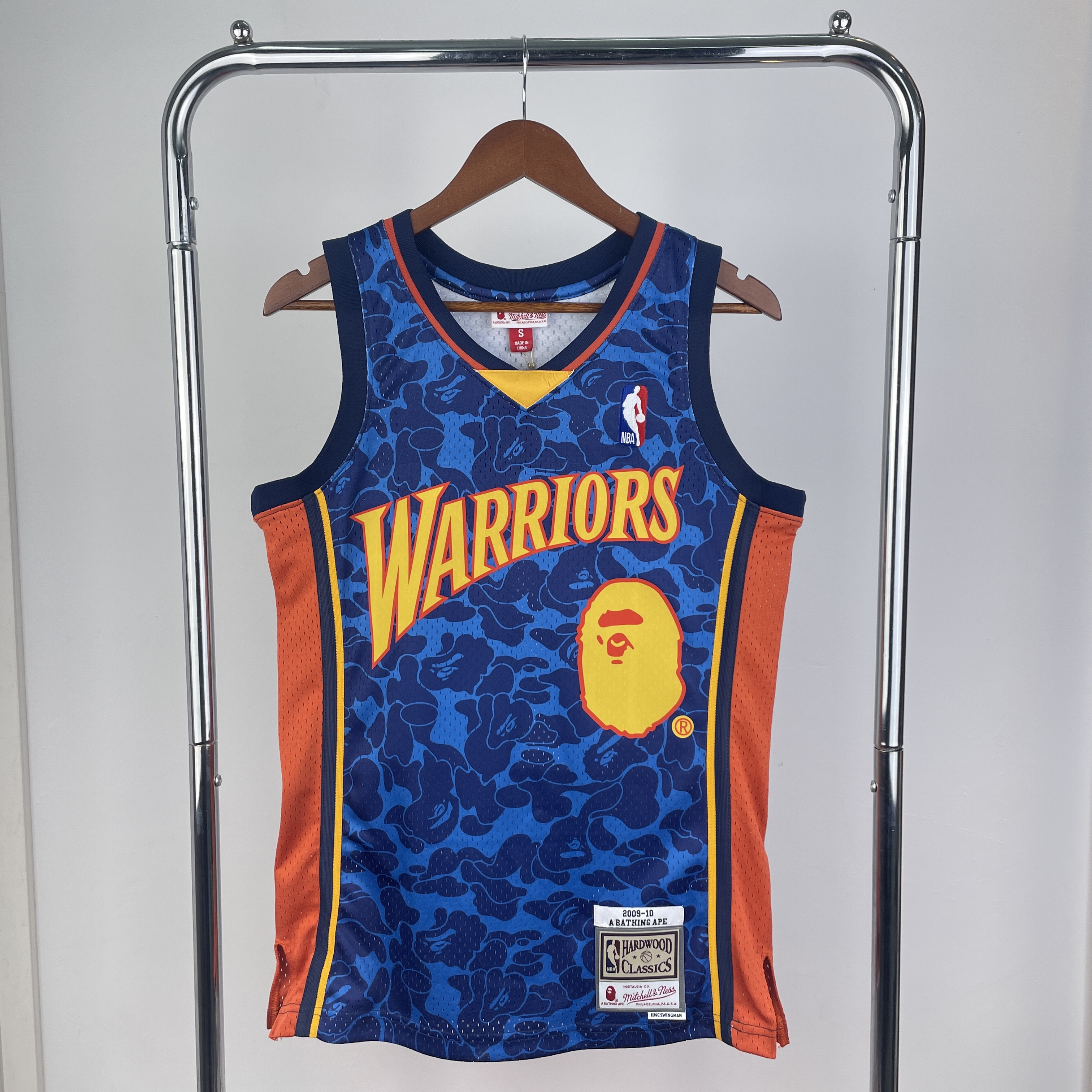 BAPE×M&N co-branded jersey Warriors Ape head 93#BAPE
