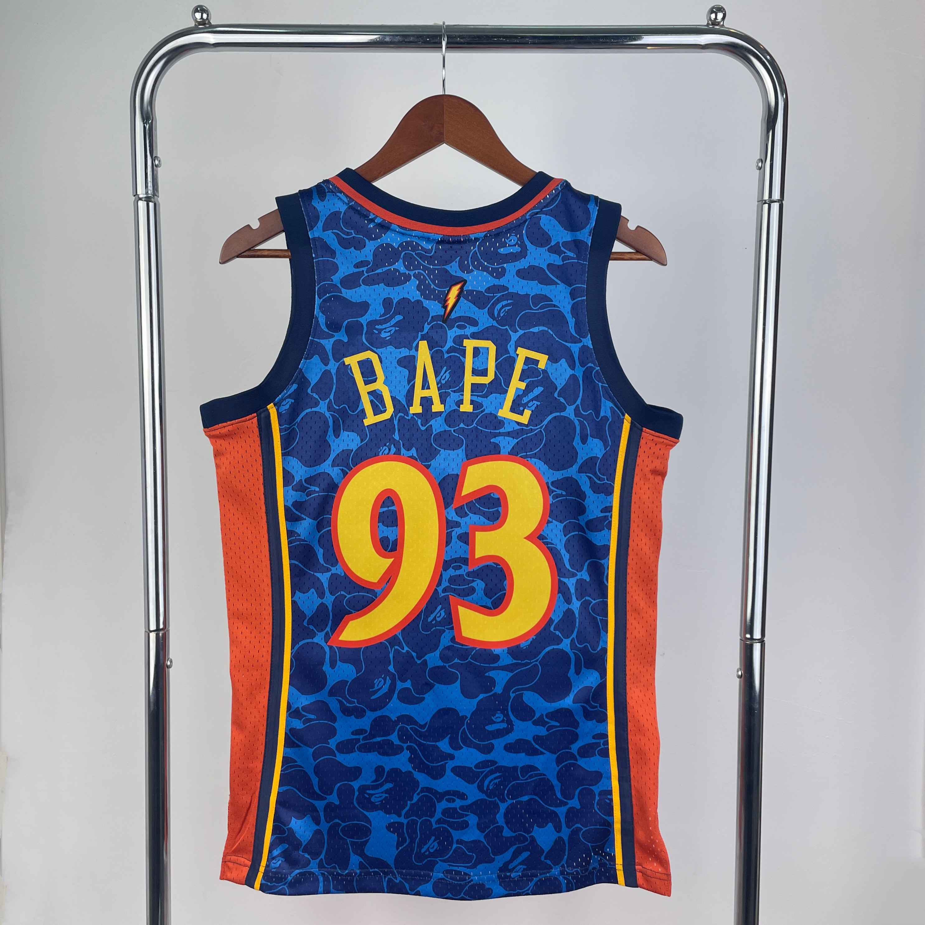 BAPE×M&N co-branded jersey Warriors Ape head 93#BAPE