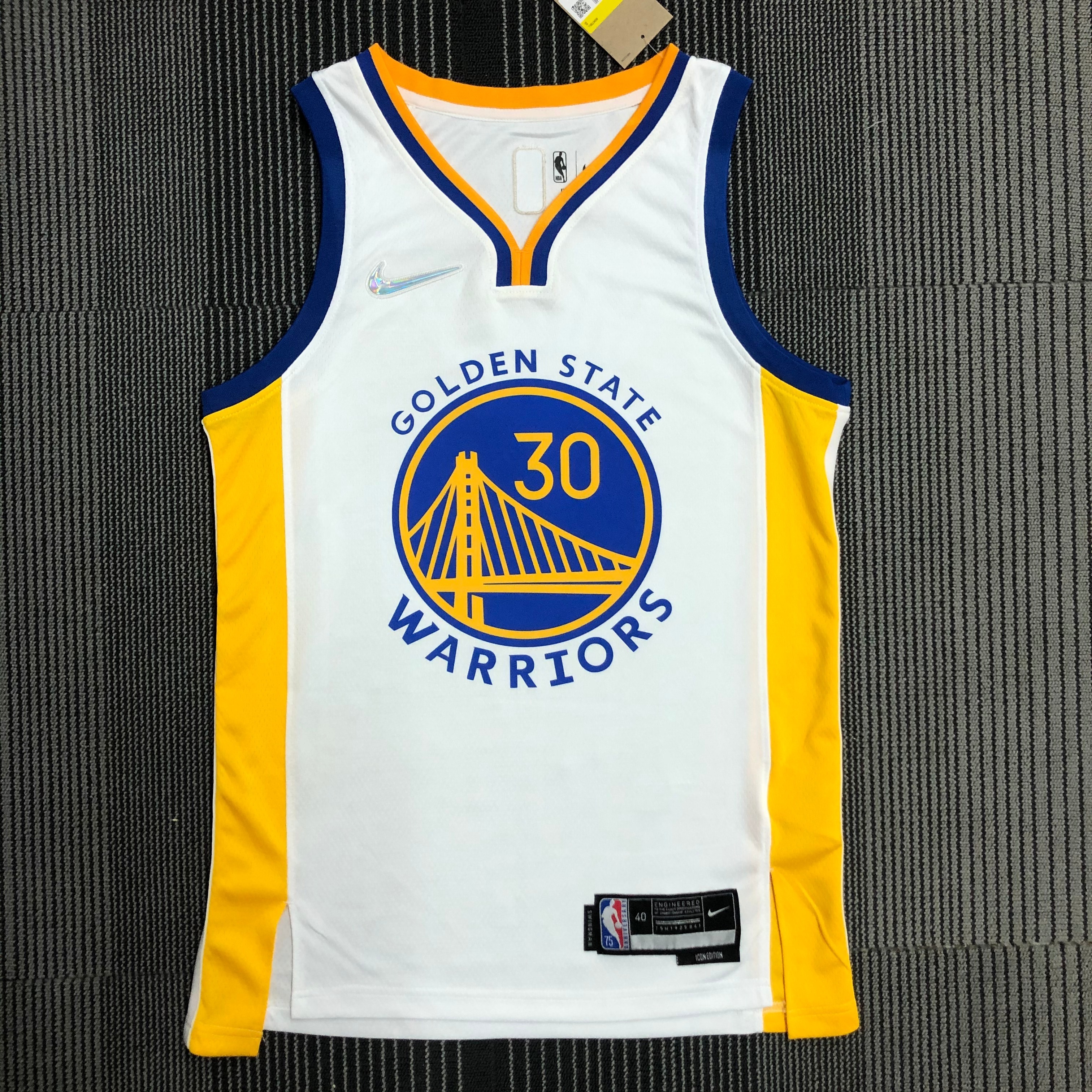 75th anniversary Warriors white No. 30 Curry