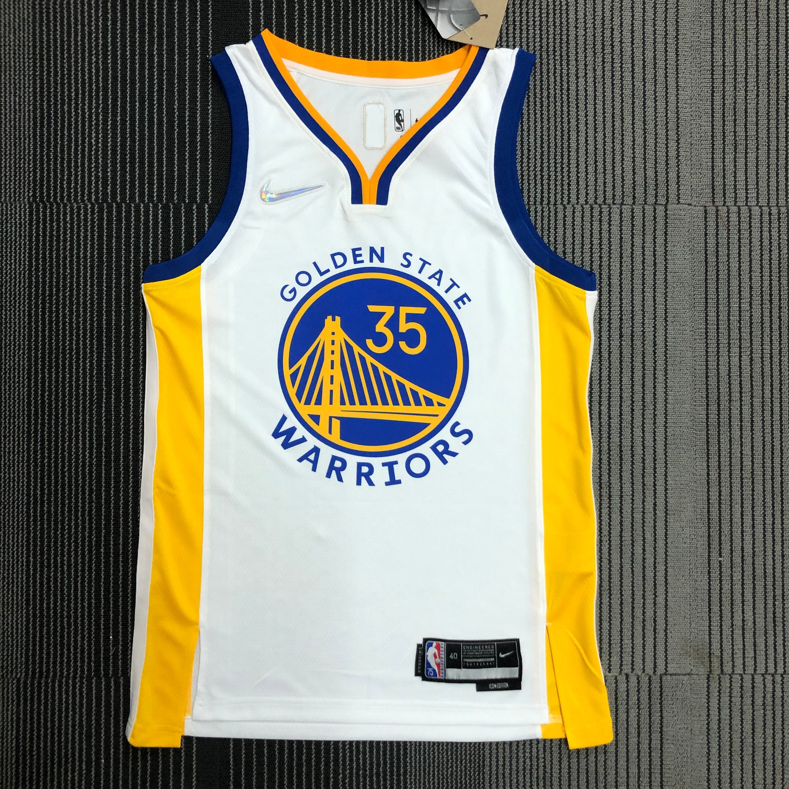 75th anniversary Warriors white 35 Durant