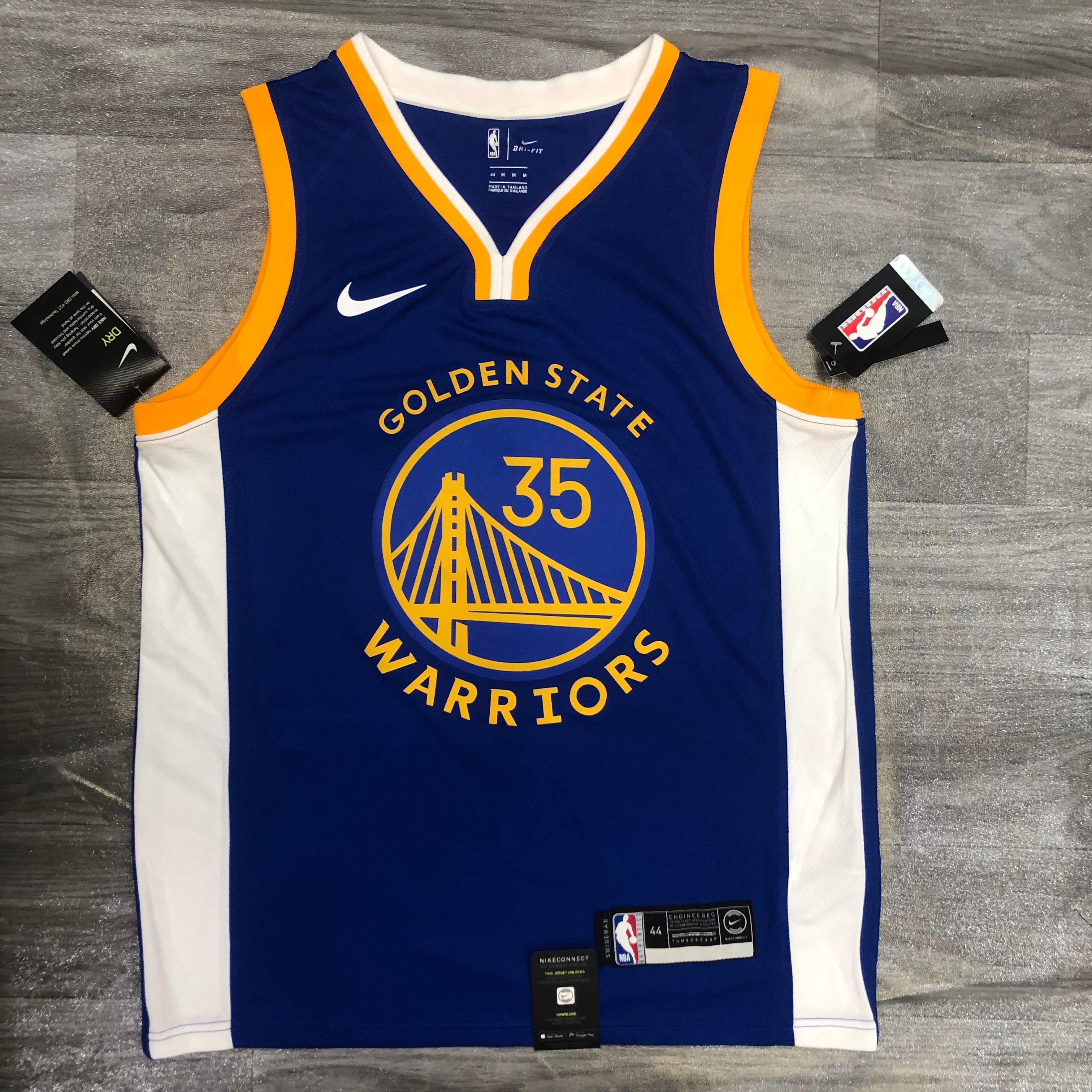 Warriors season 20 V-neck blue # 35 Durant