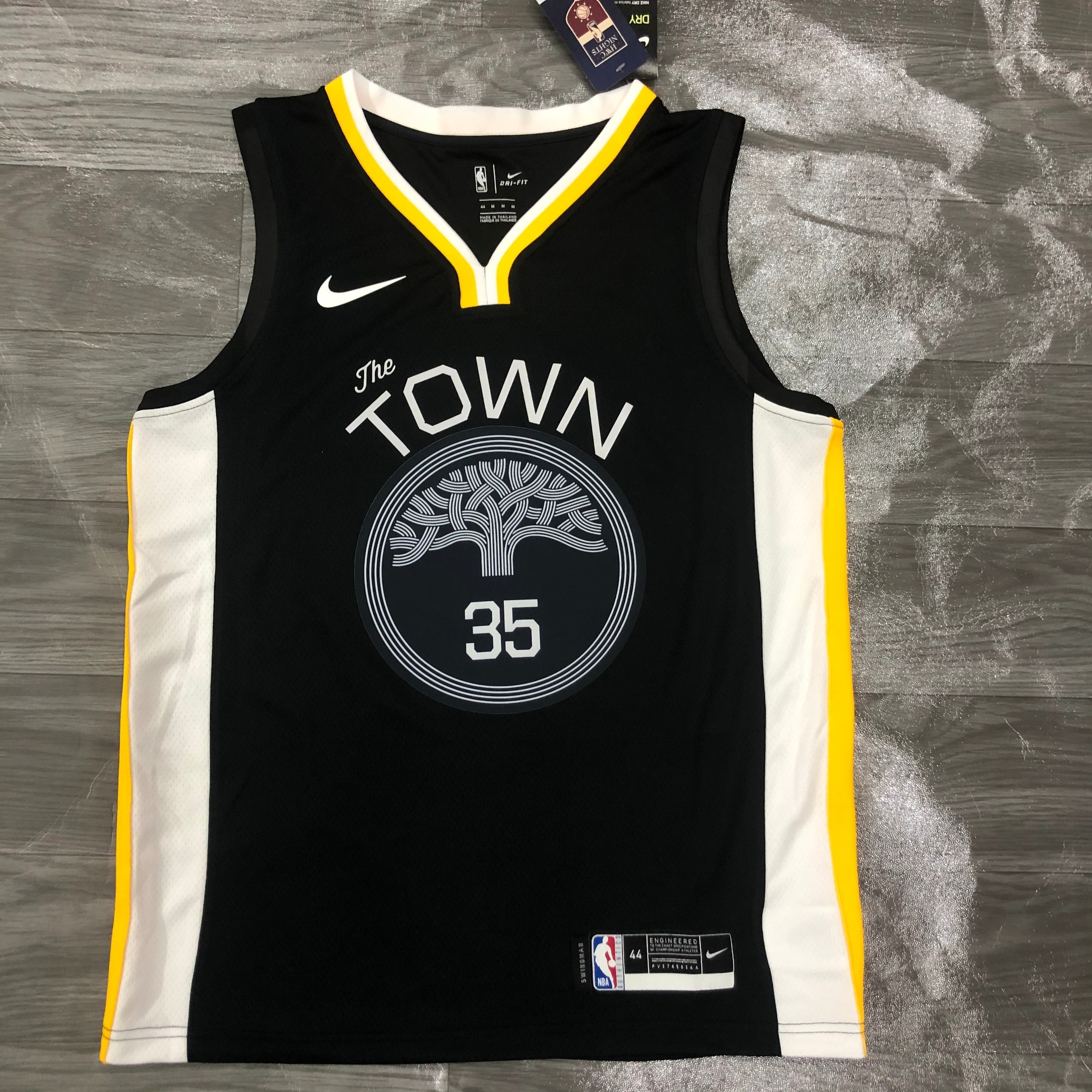 19 Warriors black V-neck City version 35 Durant