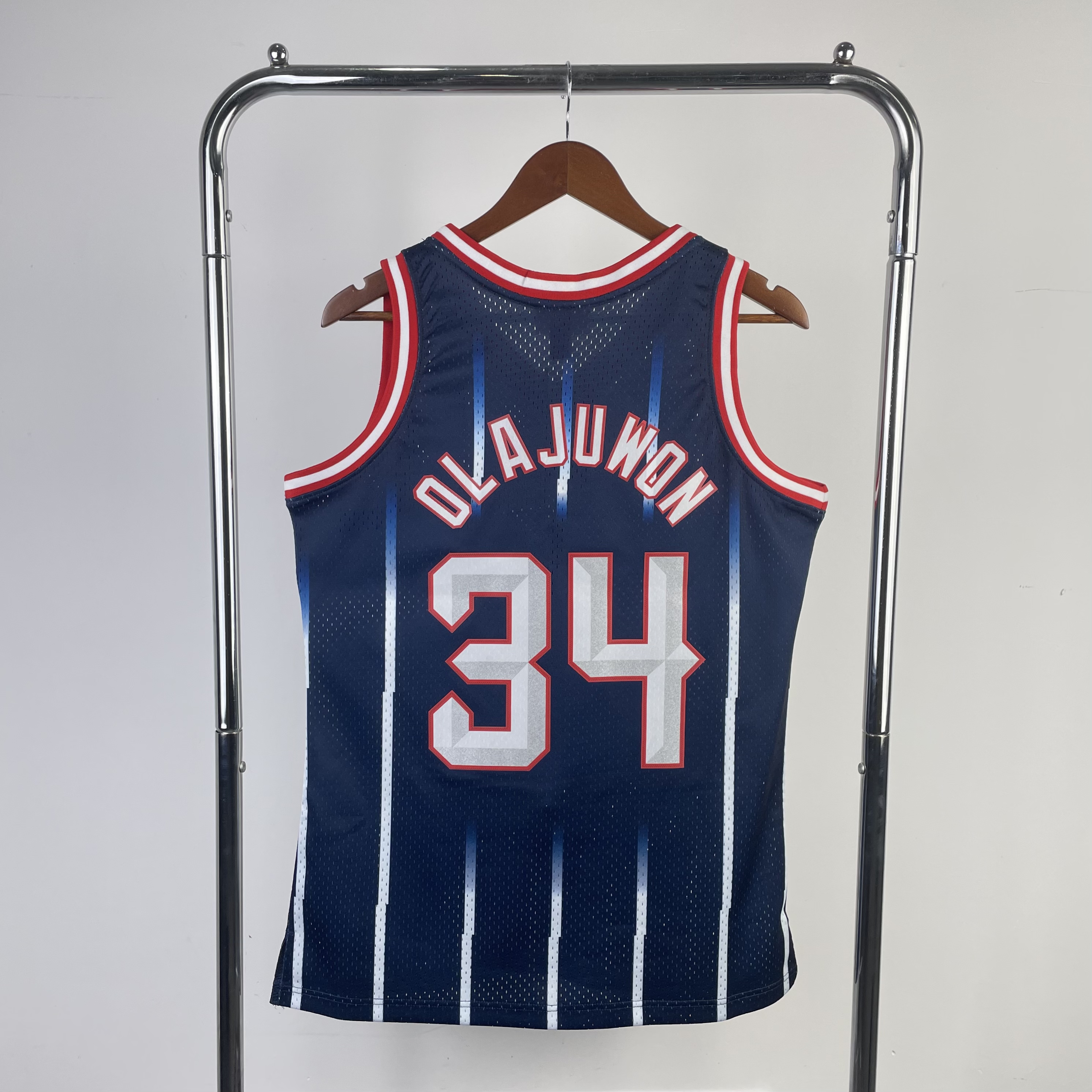 MN Hot Press throwback jersey No. 34 Hakeem Olajuwon of the SW Rockets' 9697 season