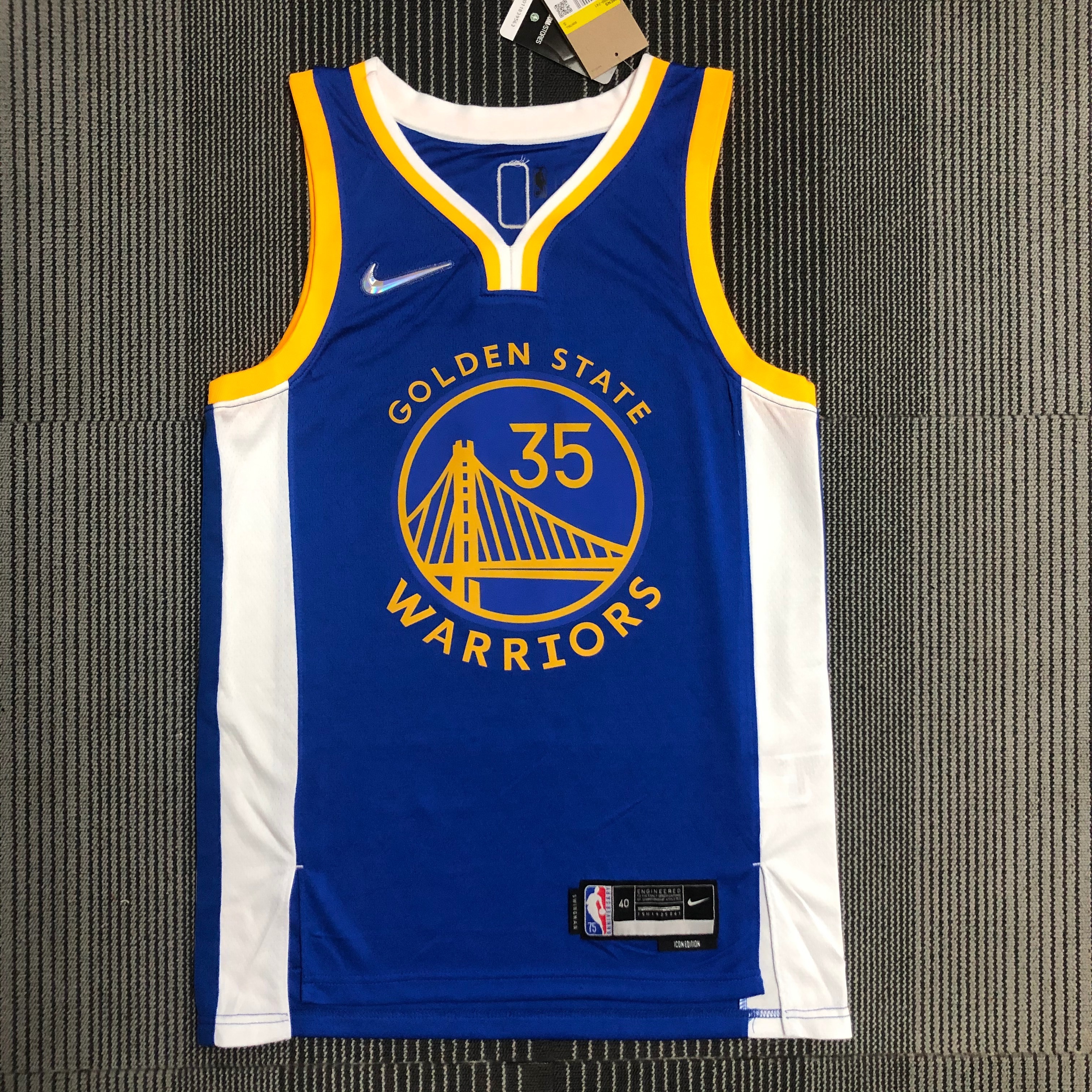 75th anniversary Warriors V-neck blue # 35 Durant