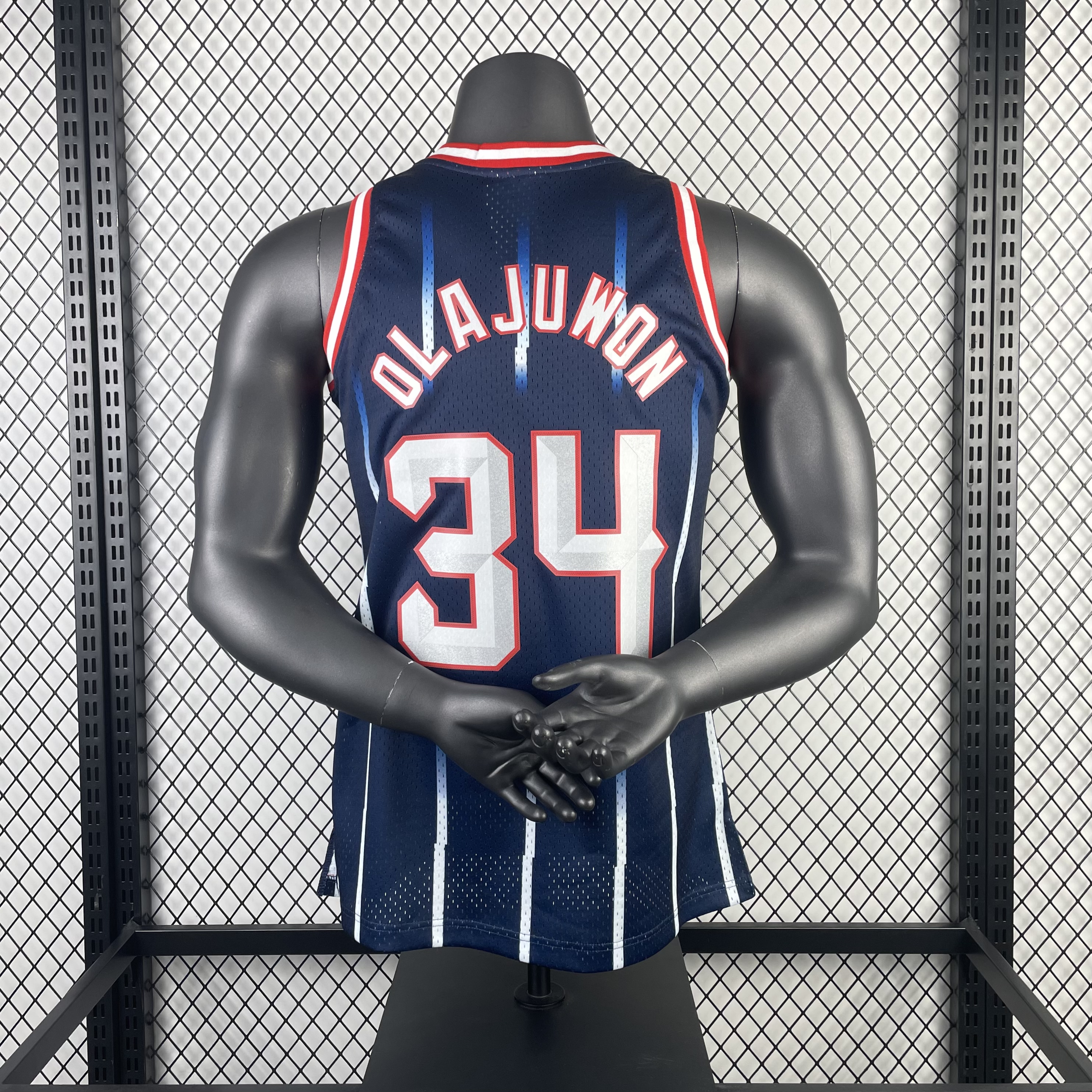 MN Hot Press throwback jersey No. 34 Hakeem Olajuwon of the SW Rockets' 9697 season