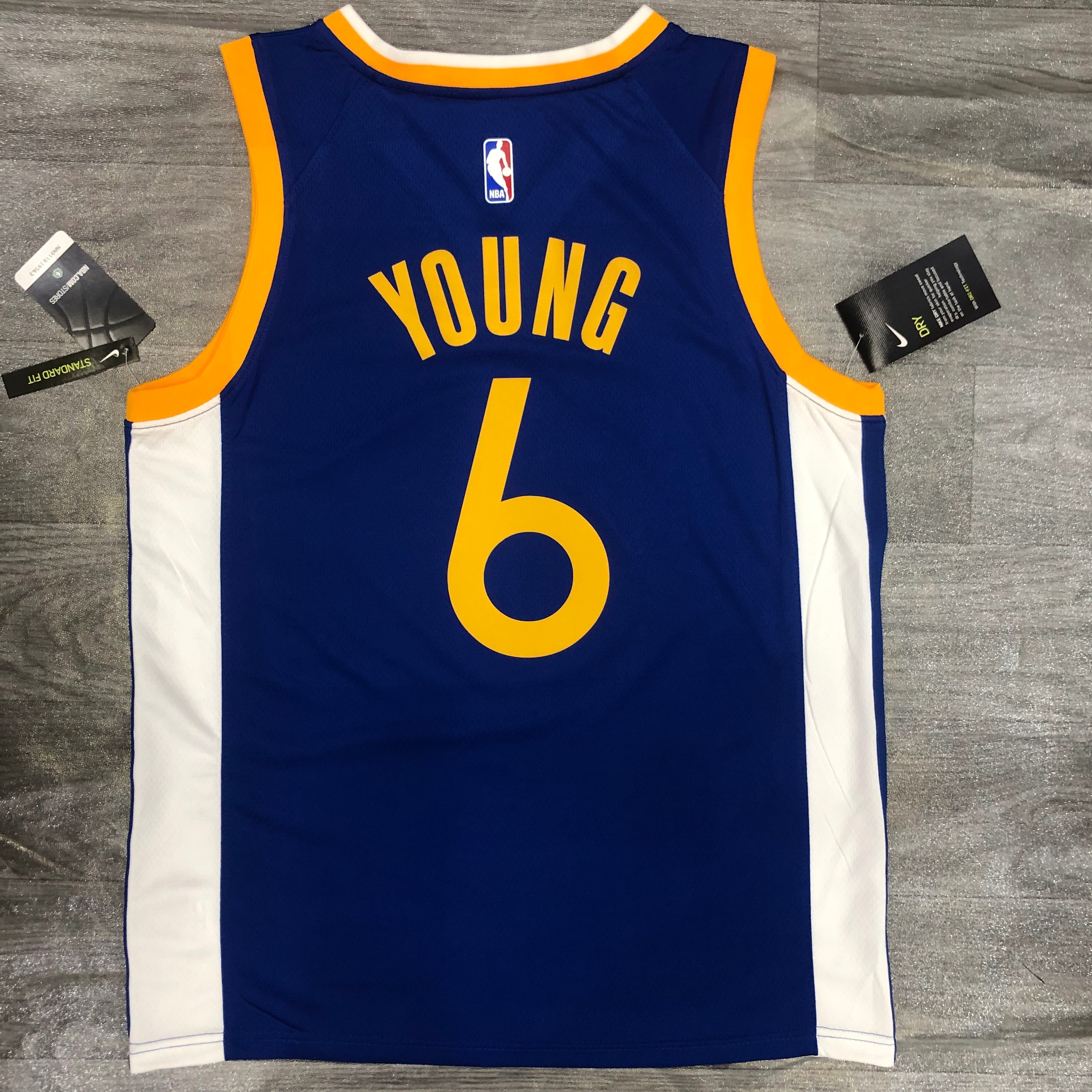 Season 20 Warriors V-neck blue # 6 Nick Young