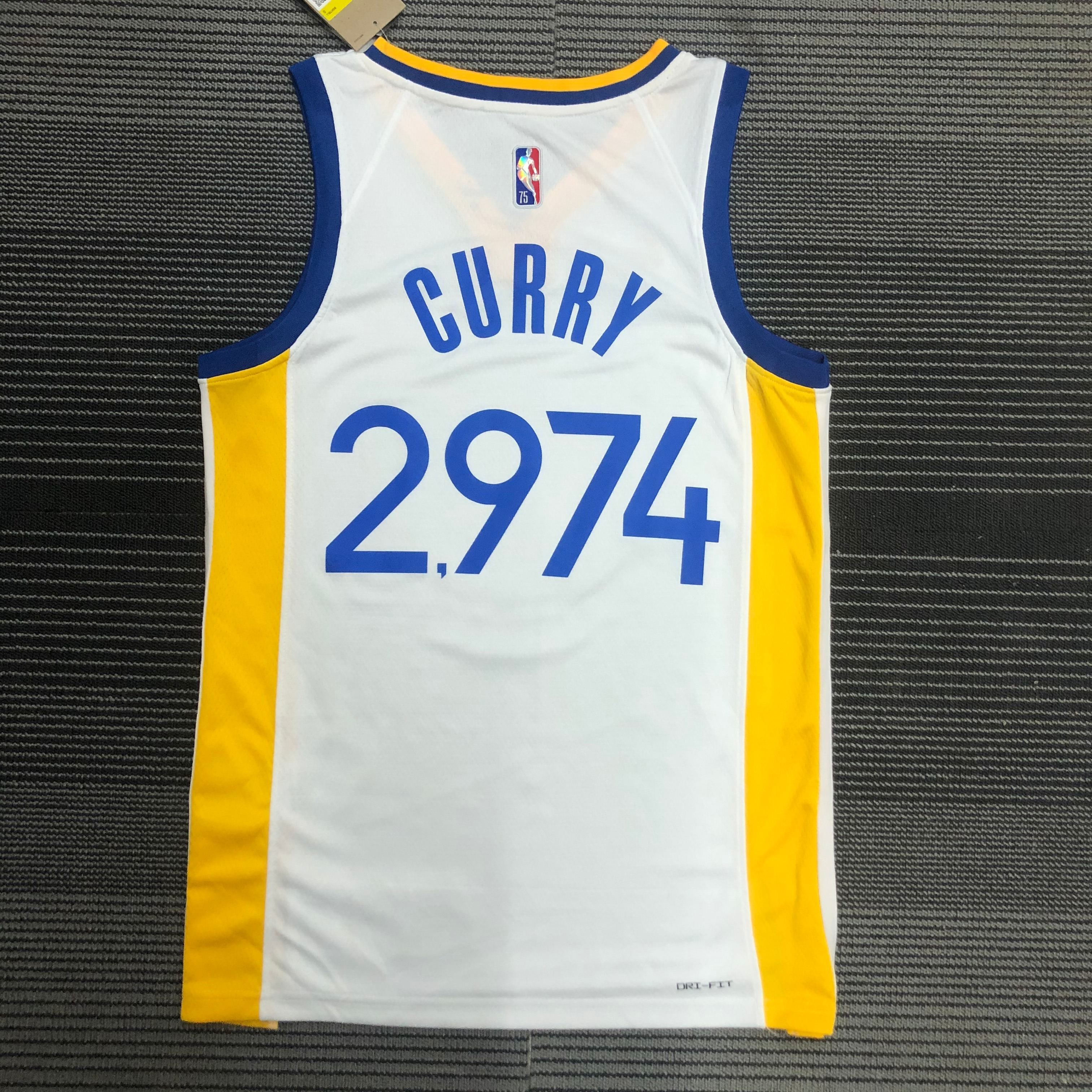 75th anniversary Warriors V-collar white 2974 Curry