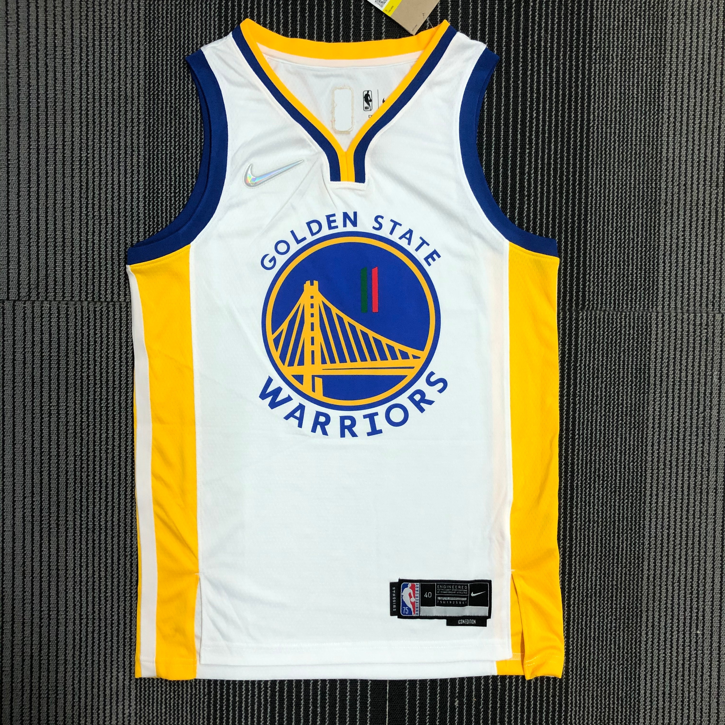 75th anniversary Warriors white Mexican number 11 Thompson