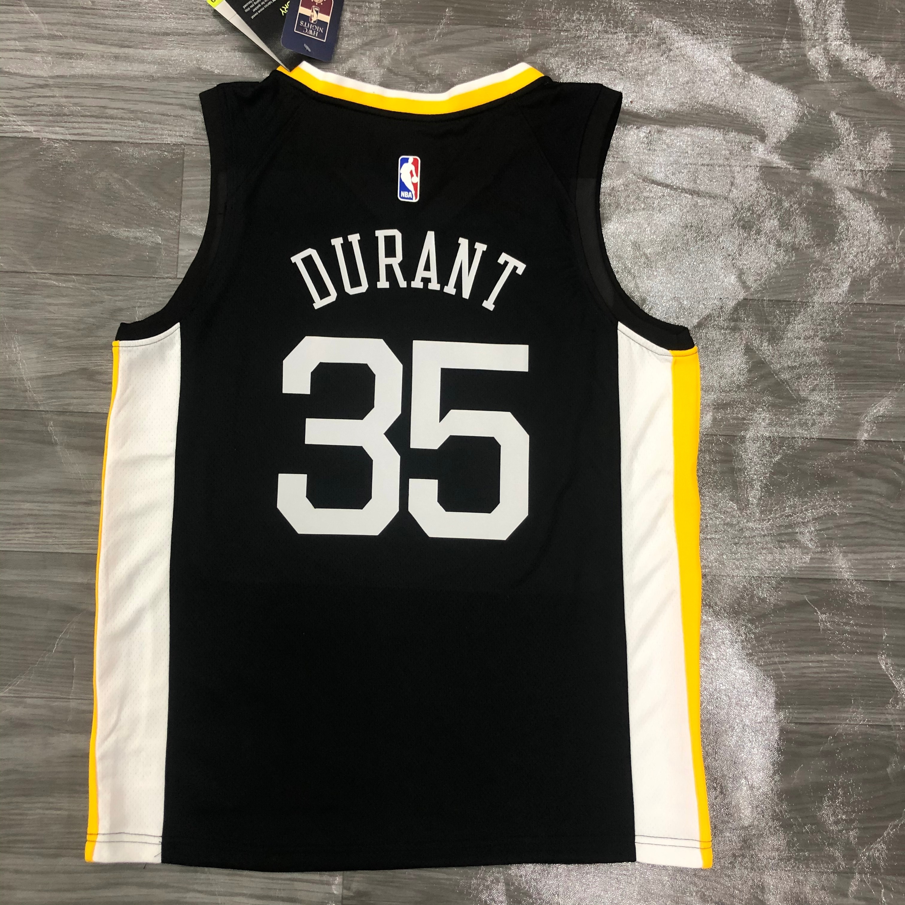 19 Warriors black V-neck City version 35 Durant