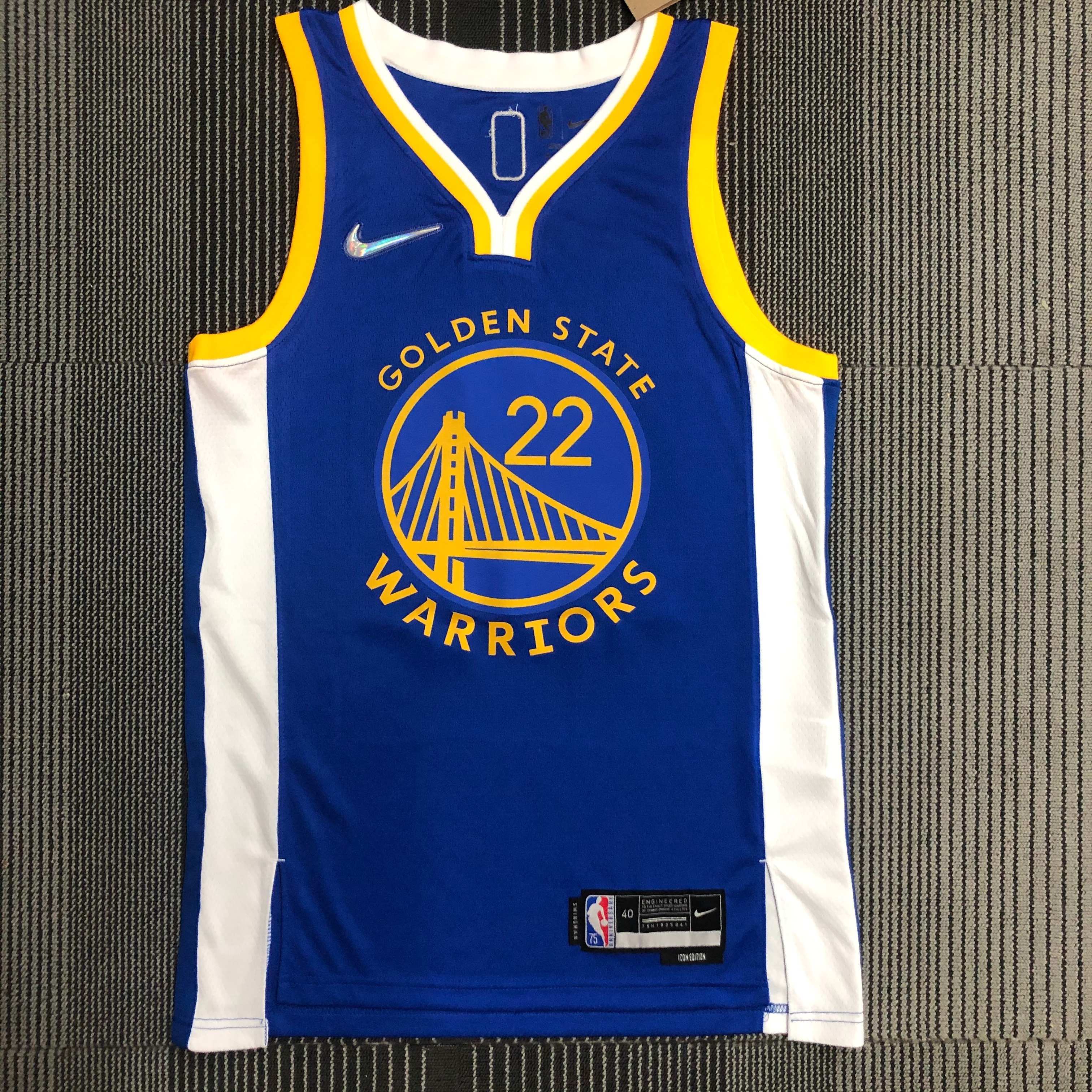 75th anniversary Warriors V-neck blue # 22 Wiggins