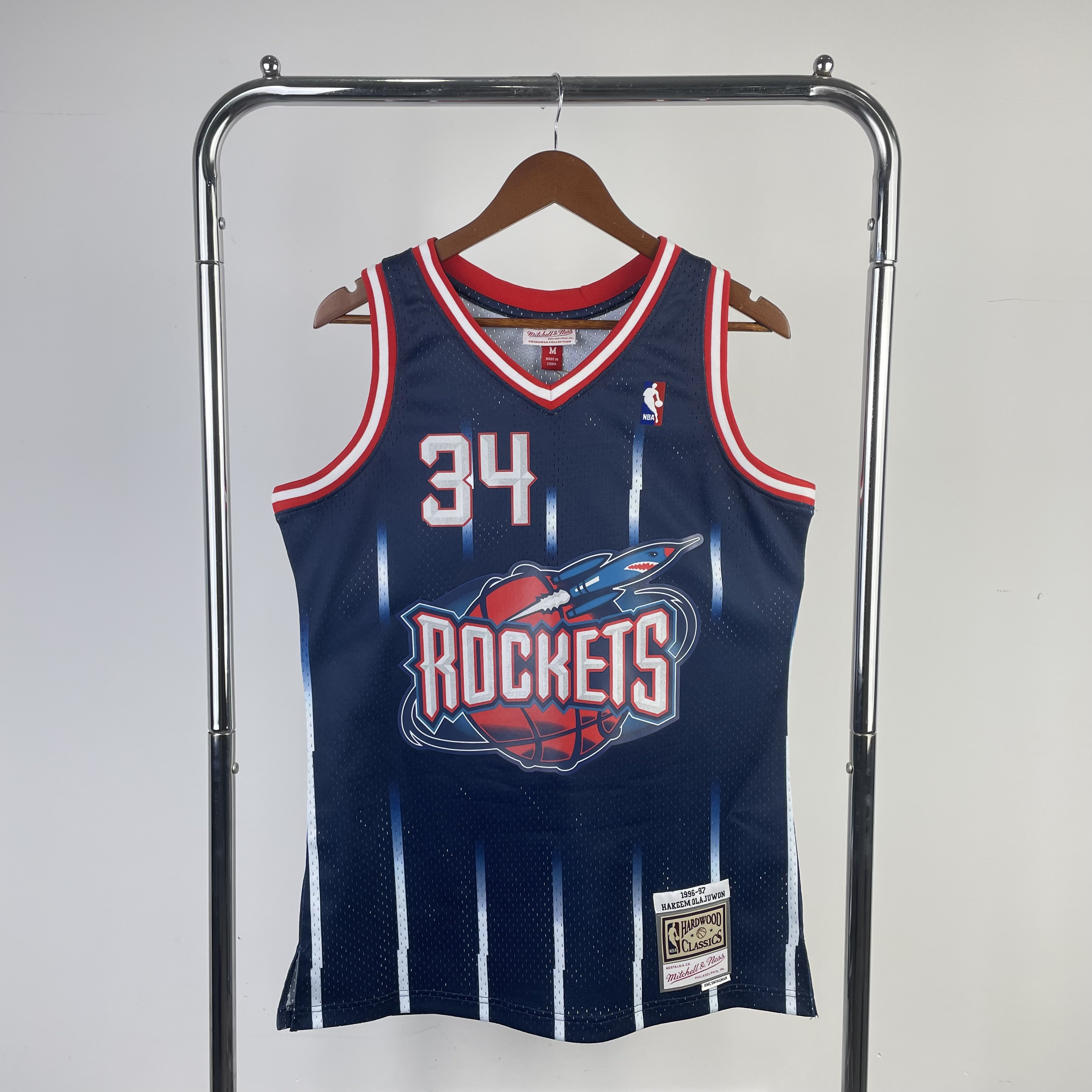 MN Hot Press throwback jersey No. 34 Hakeem Olajuwon of the SW Rockets' 9697 season