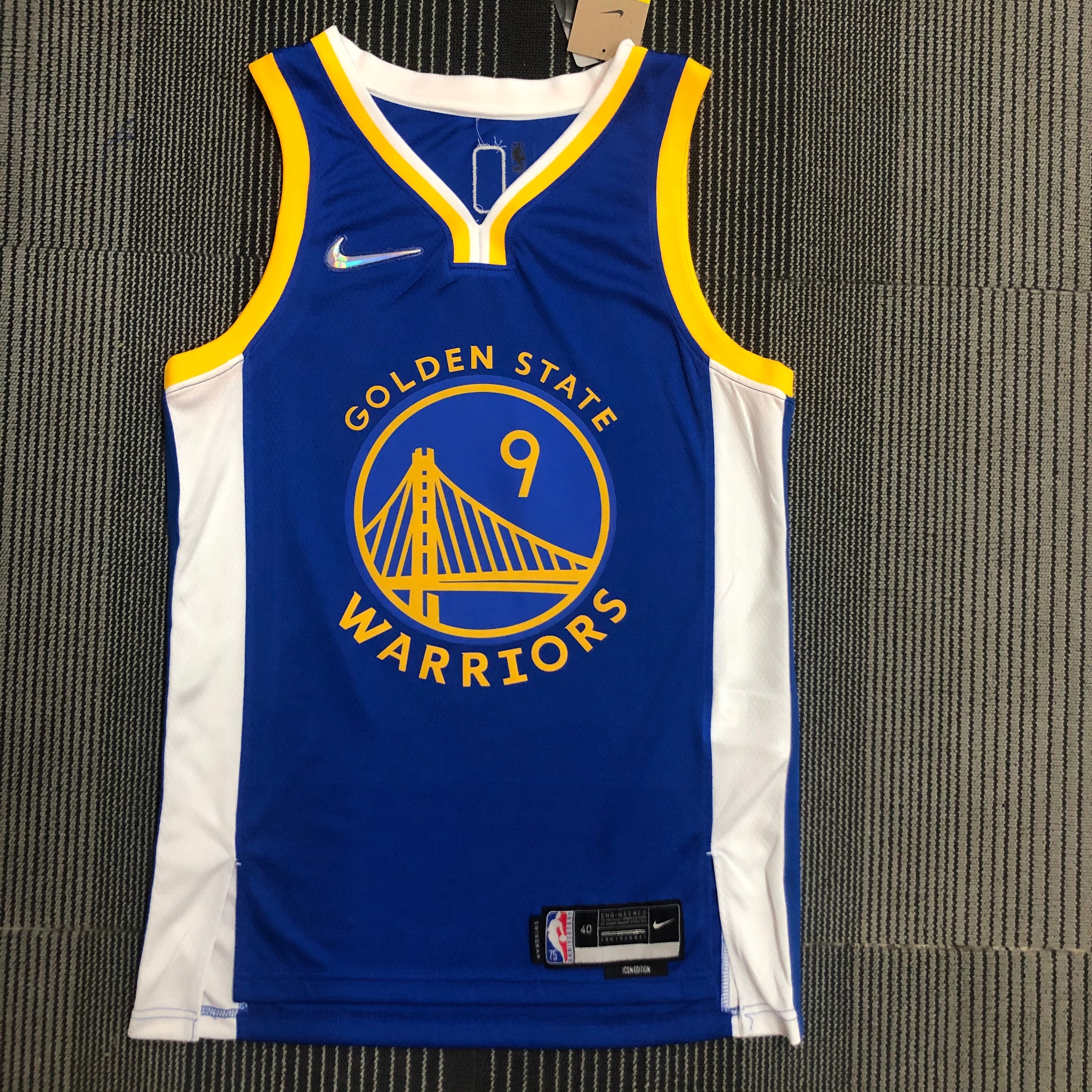 75th anniversary Warriors V-collar blue No. 9 Iguodala