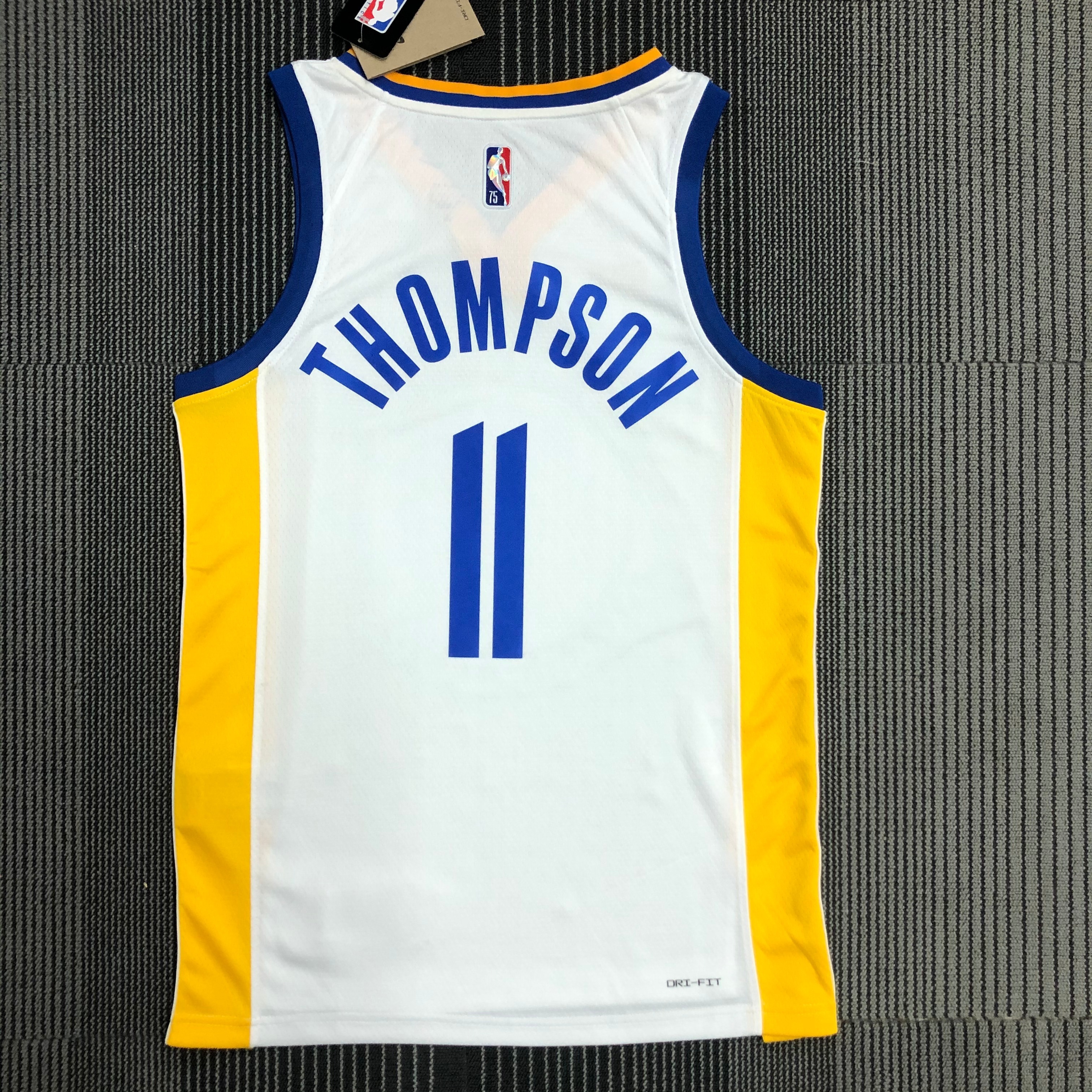 75th anniversary Warriors white number 11 Thompson