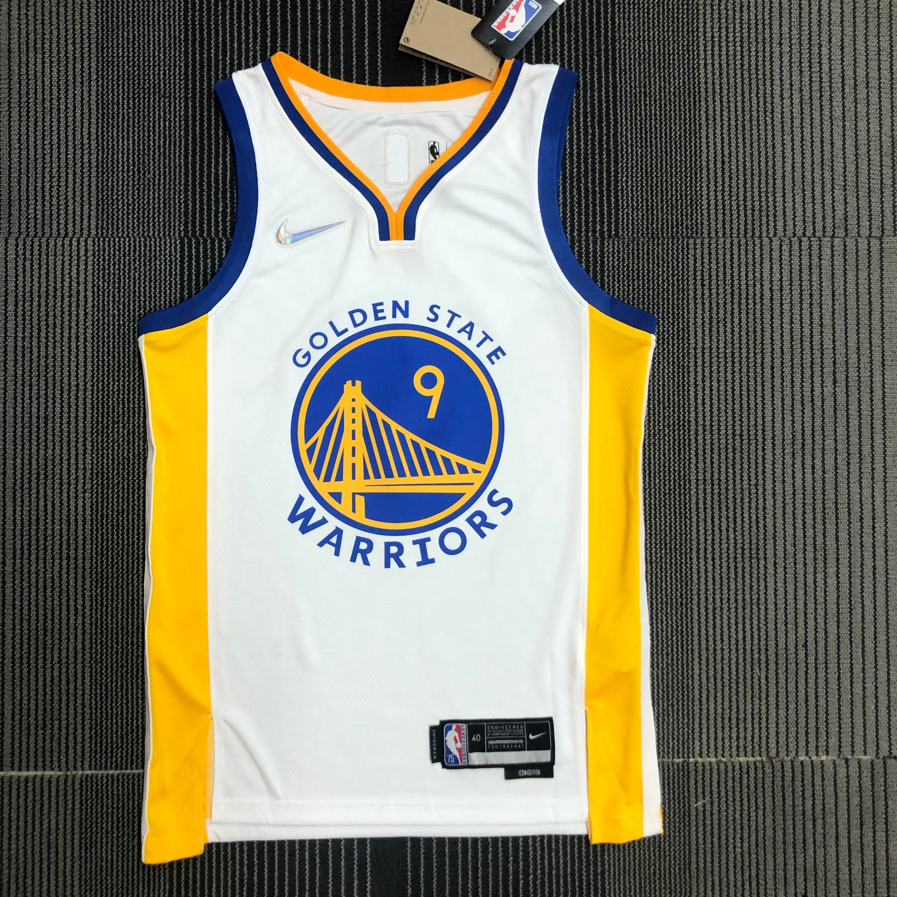 75th anniversary Warriors V-neck white number 9 Iguodala