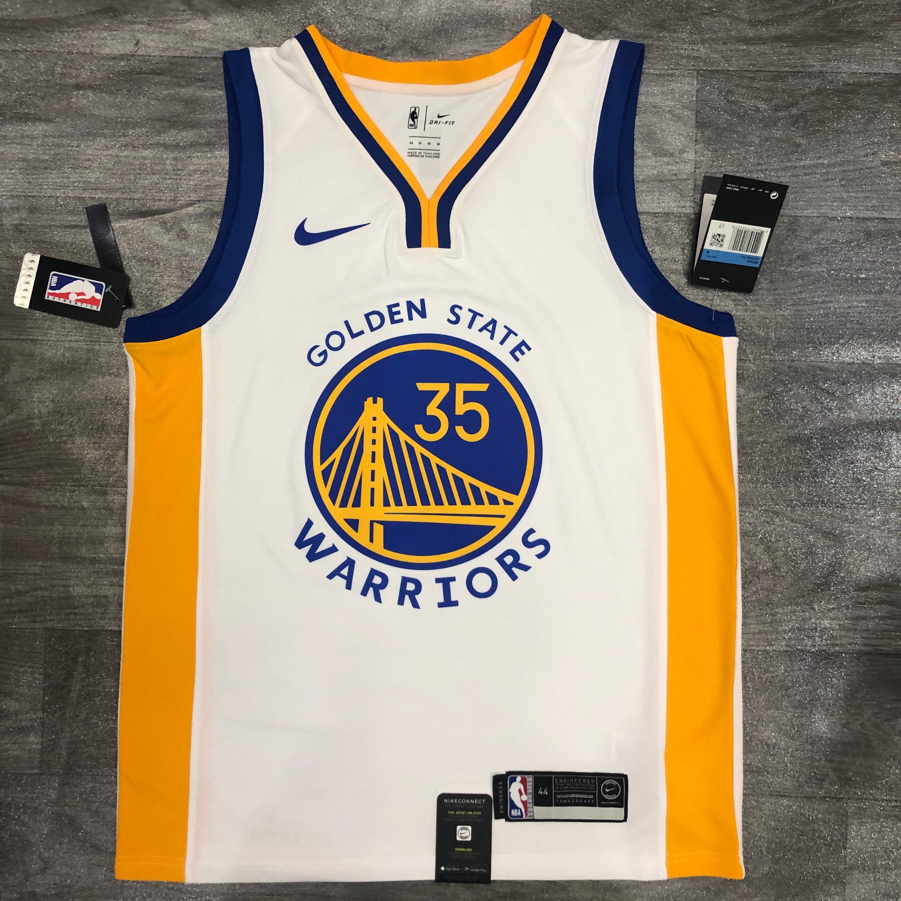 20 Warriors V-neck white 35 Durant