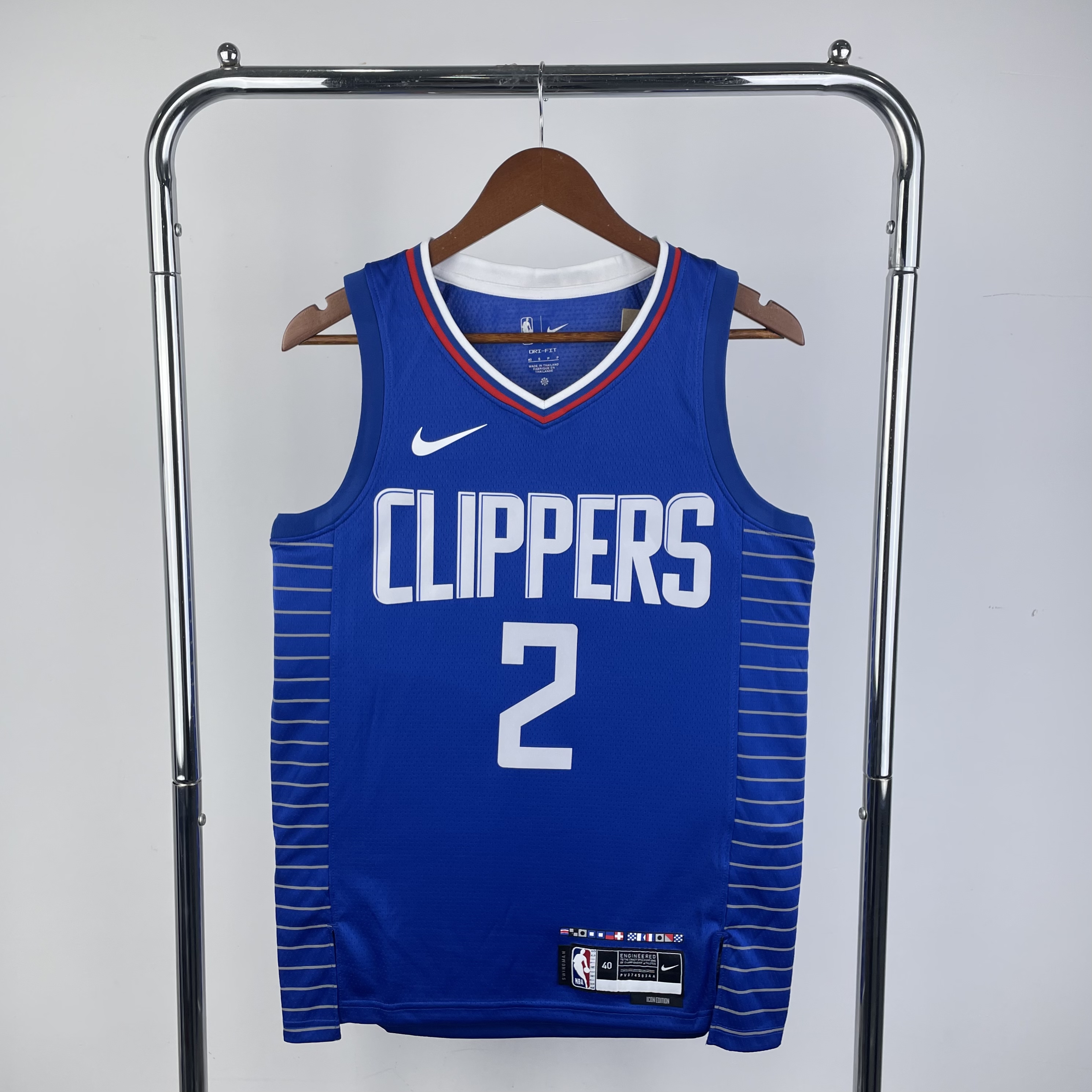 '23 Clippers away blue No. 2 Leonard