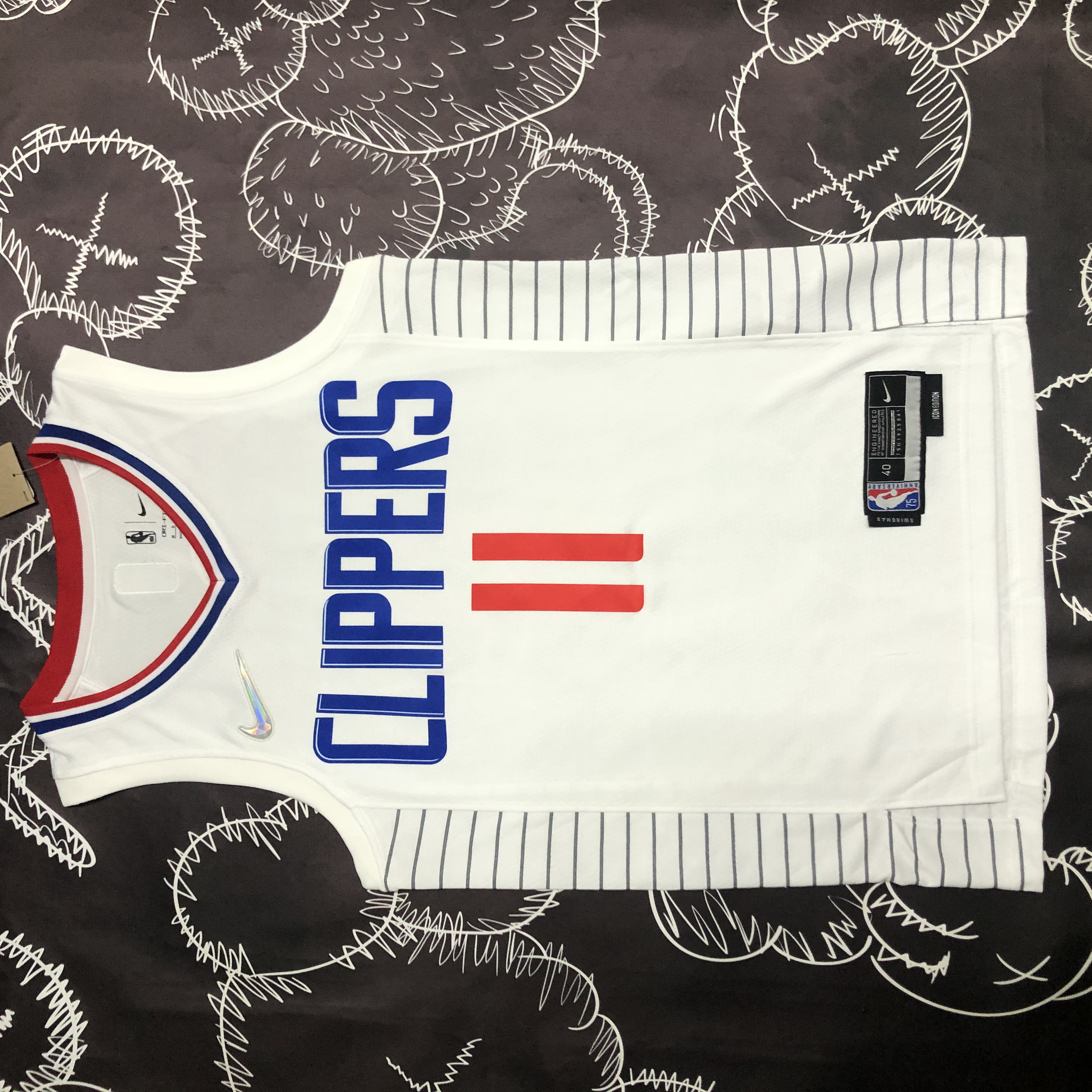 75th anniversary Clippers white 11 Wall