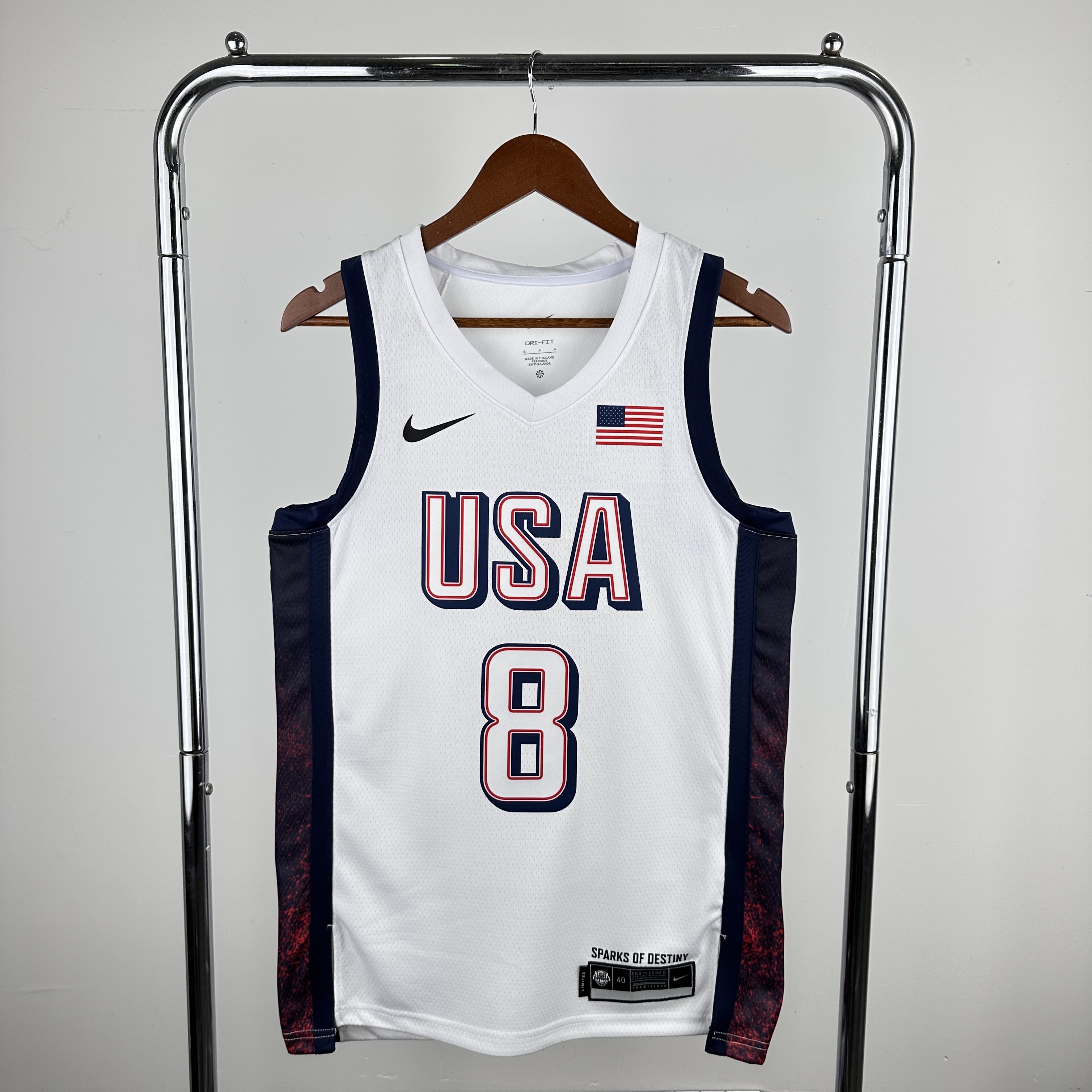 24 Olympic Team USA white No. 8 Leonard