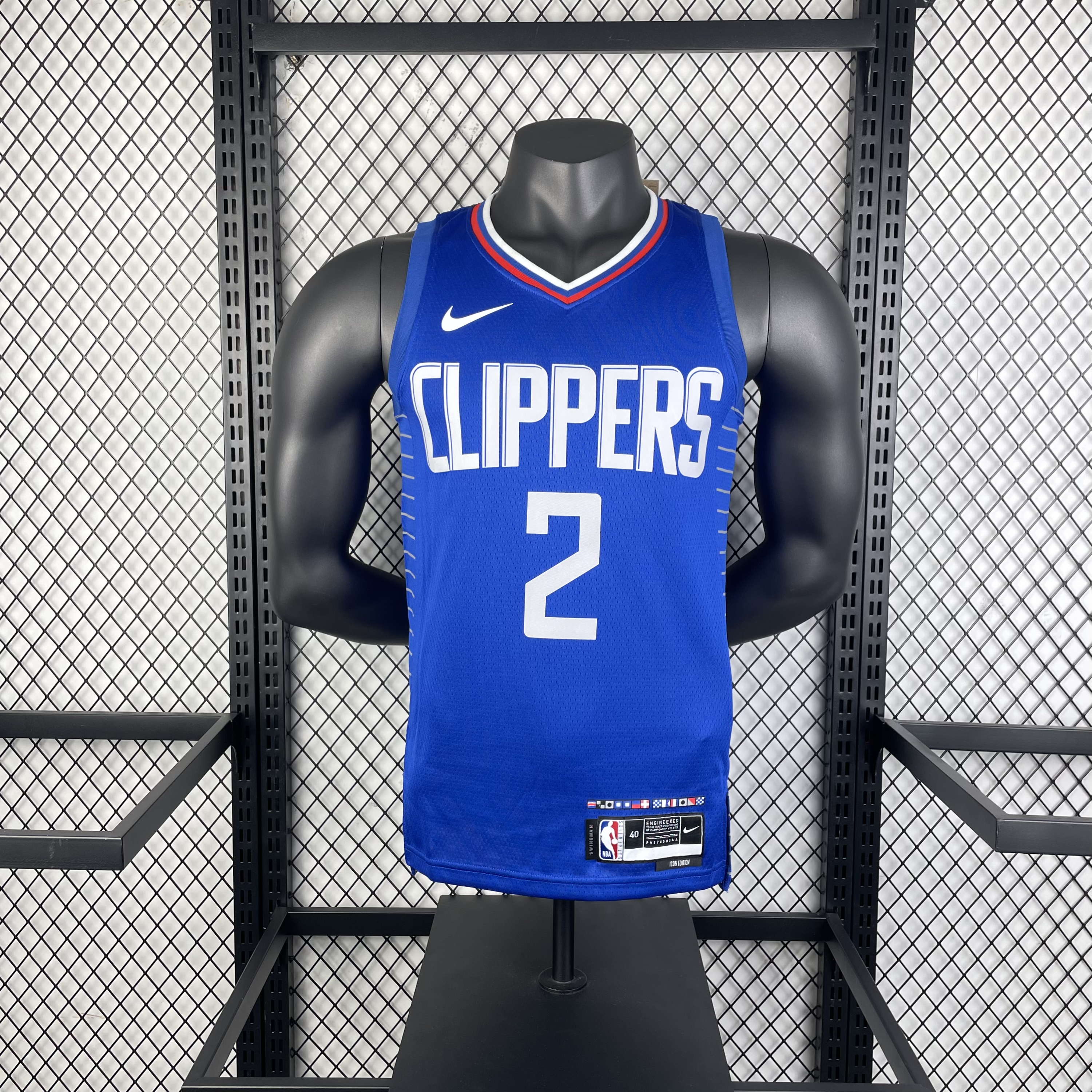 '23 Clippers away blue No. 2 Leonard