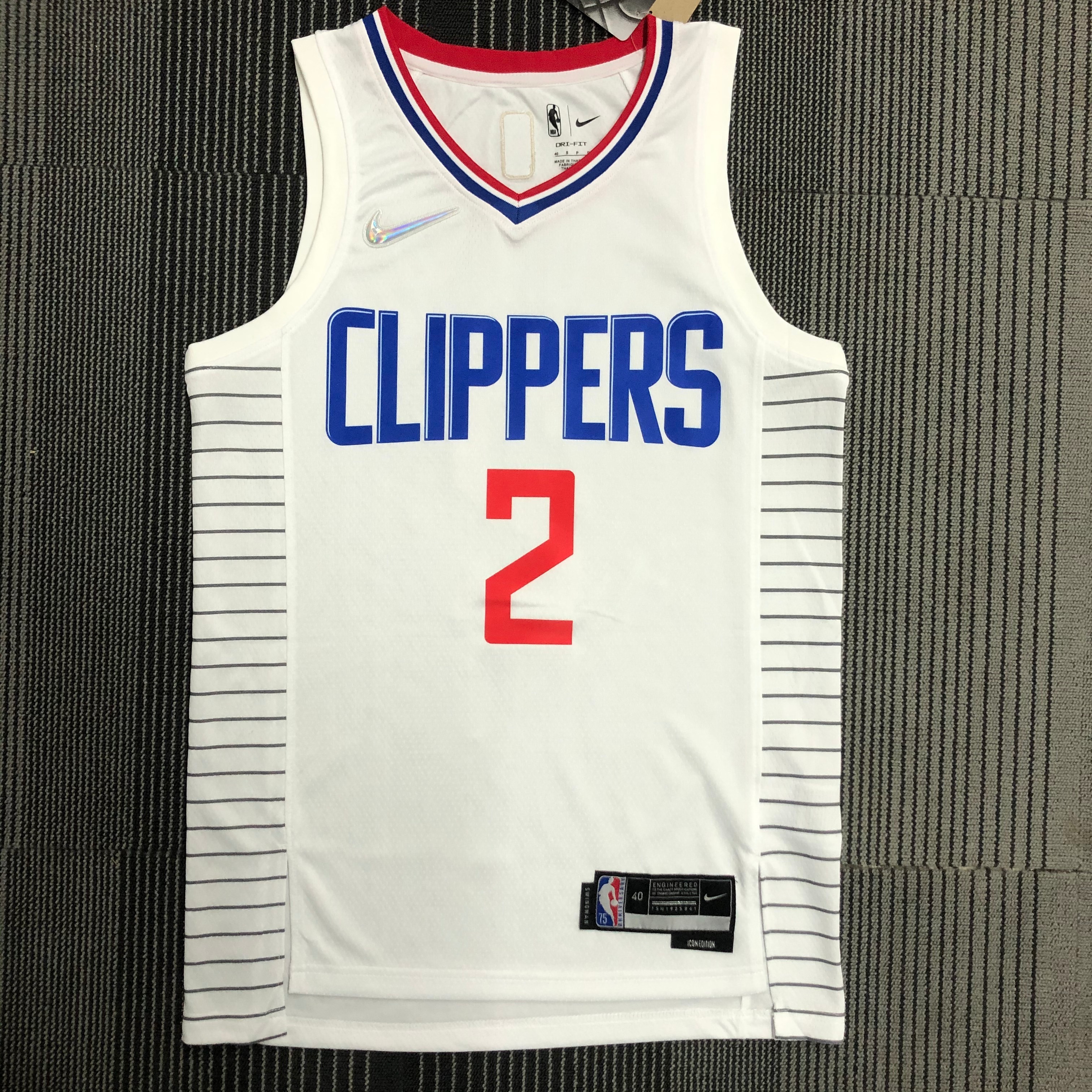 75th anniversary Clippers white No. 2 Leonard