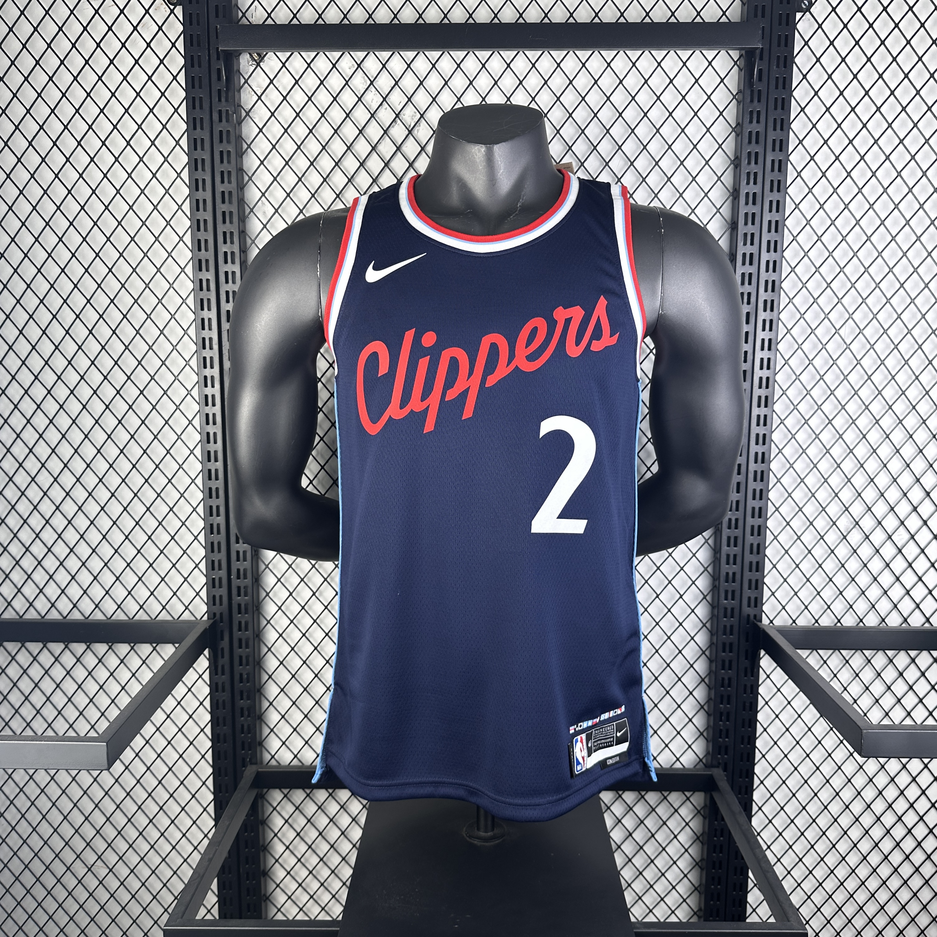 25 season Clippers away navy blue No. 2 Leonard