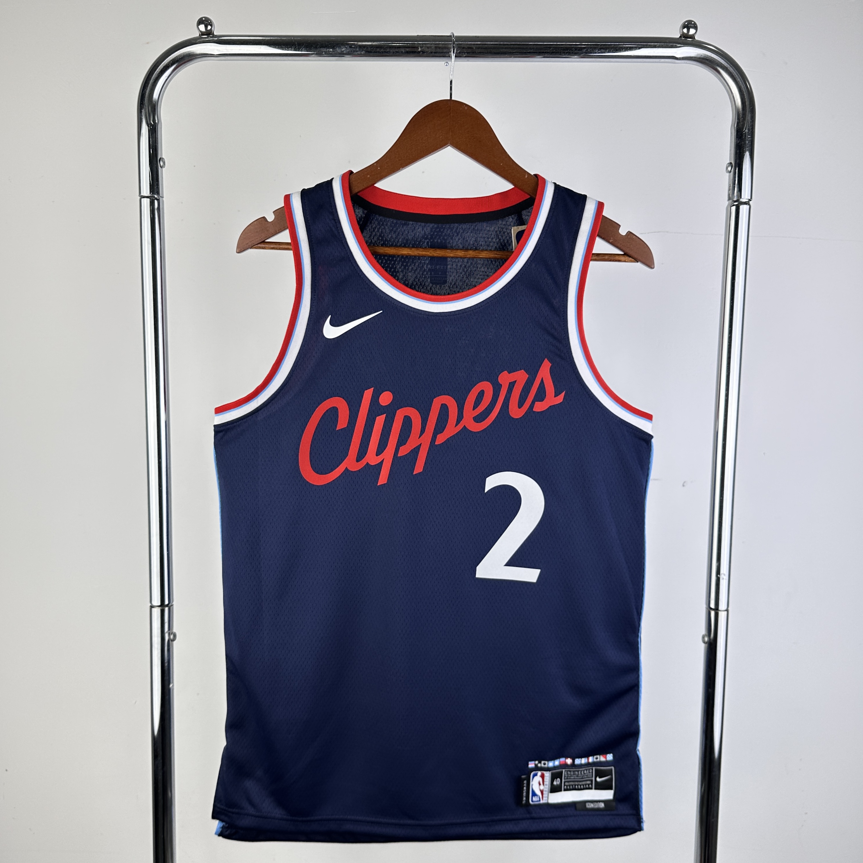25 season Clippers away navy blue No. 2 Leonard