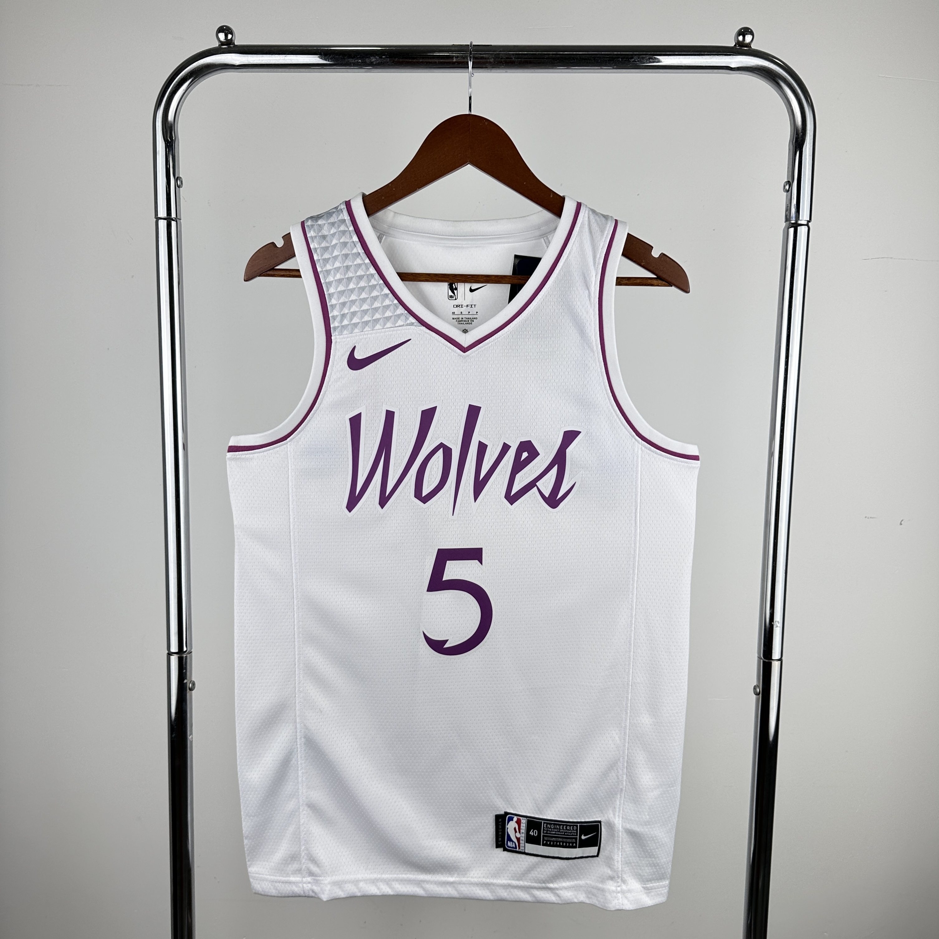 Timberwolves white and pink No. 5 Edwards