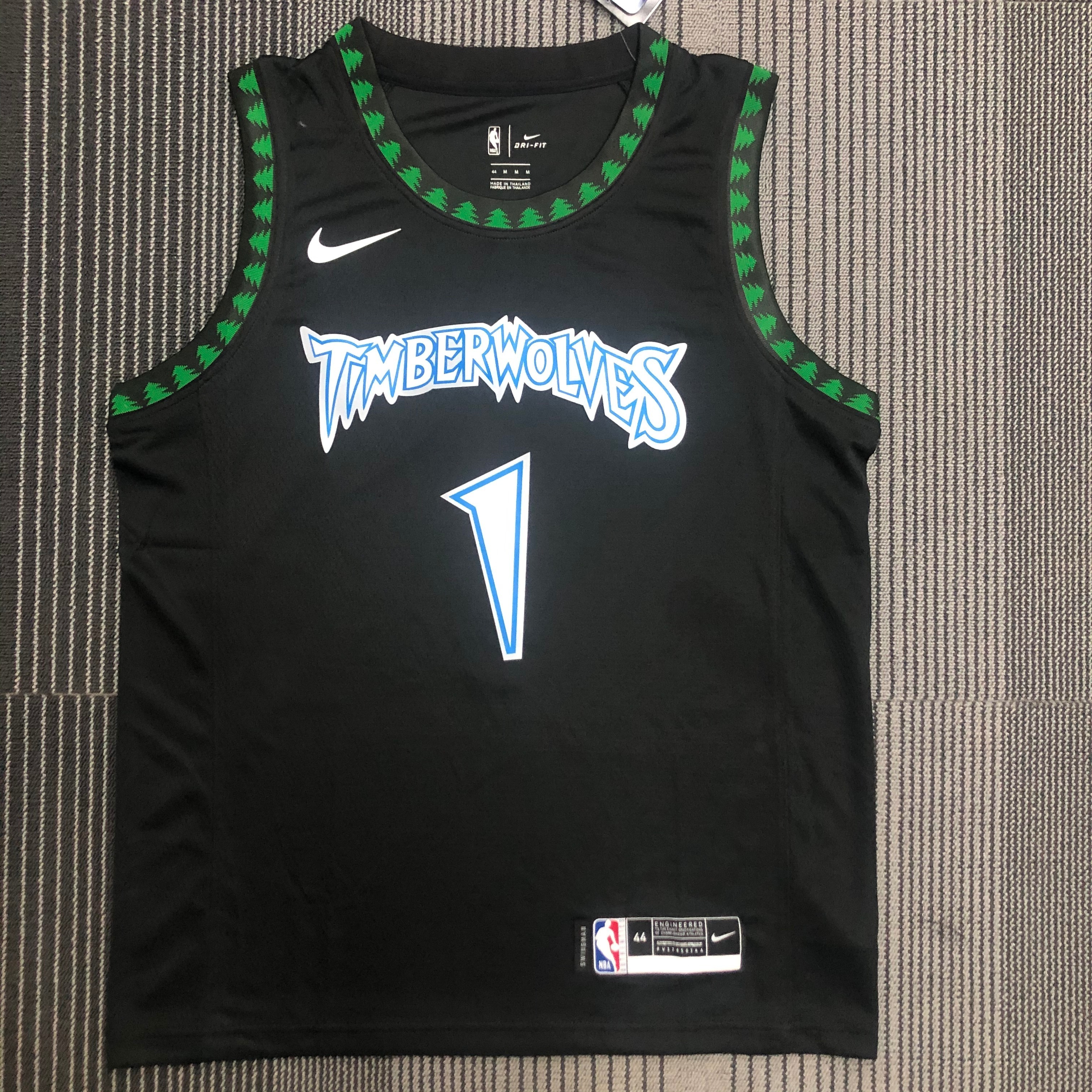 '18 vintage Timberwolves black # 1 Edwards