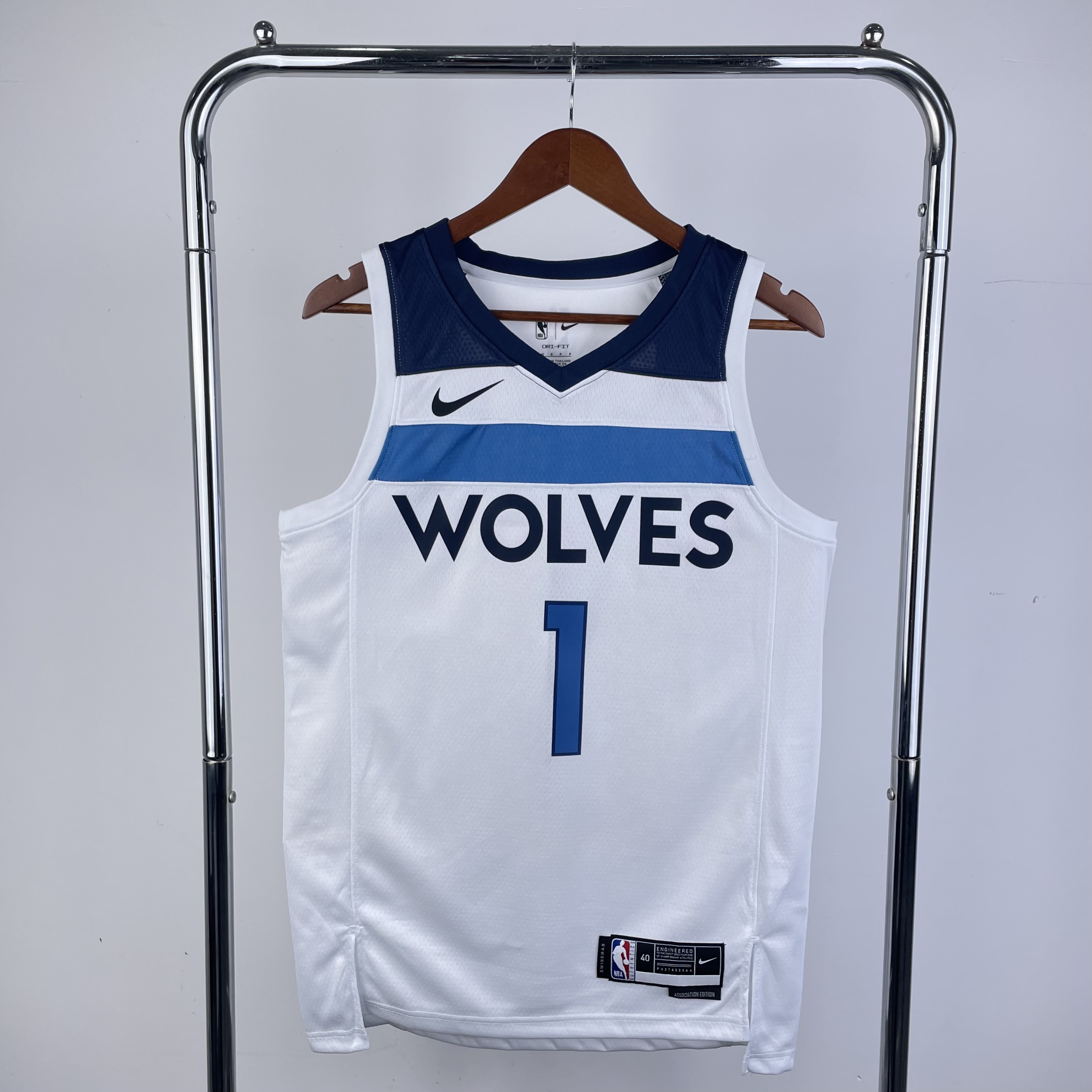 23 season Timberwolves home white No.1 Anderson
