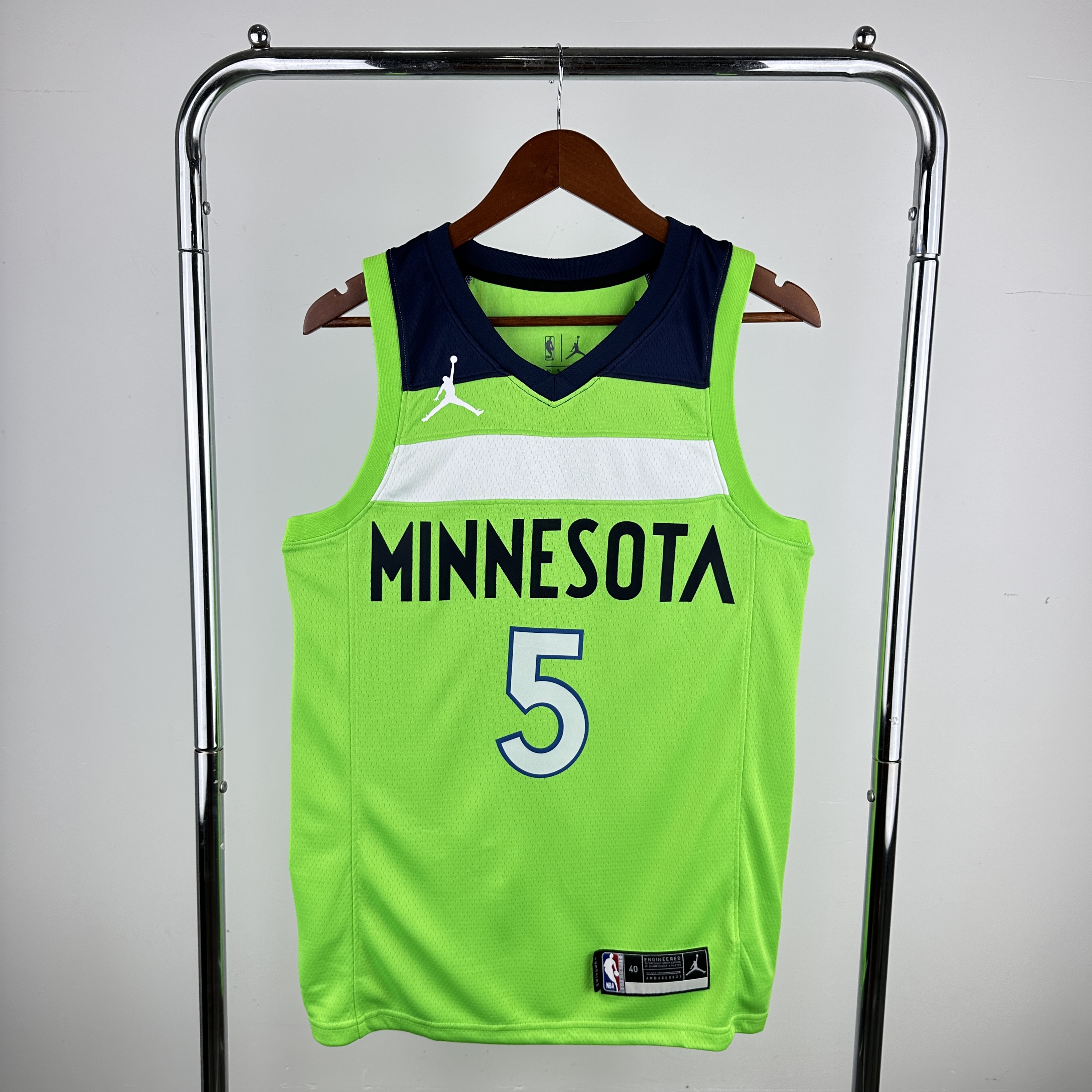 Timberwolves Flyers Fluorescent Green number five Edwards