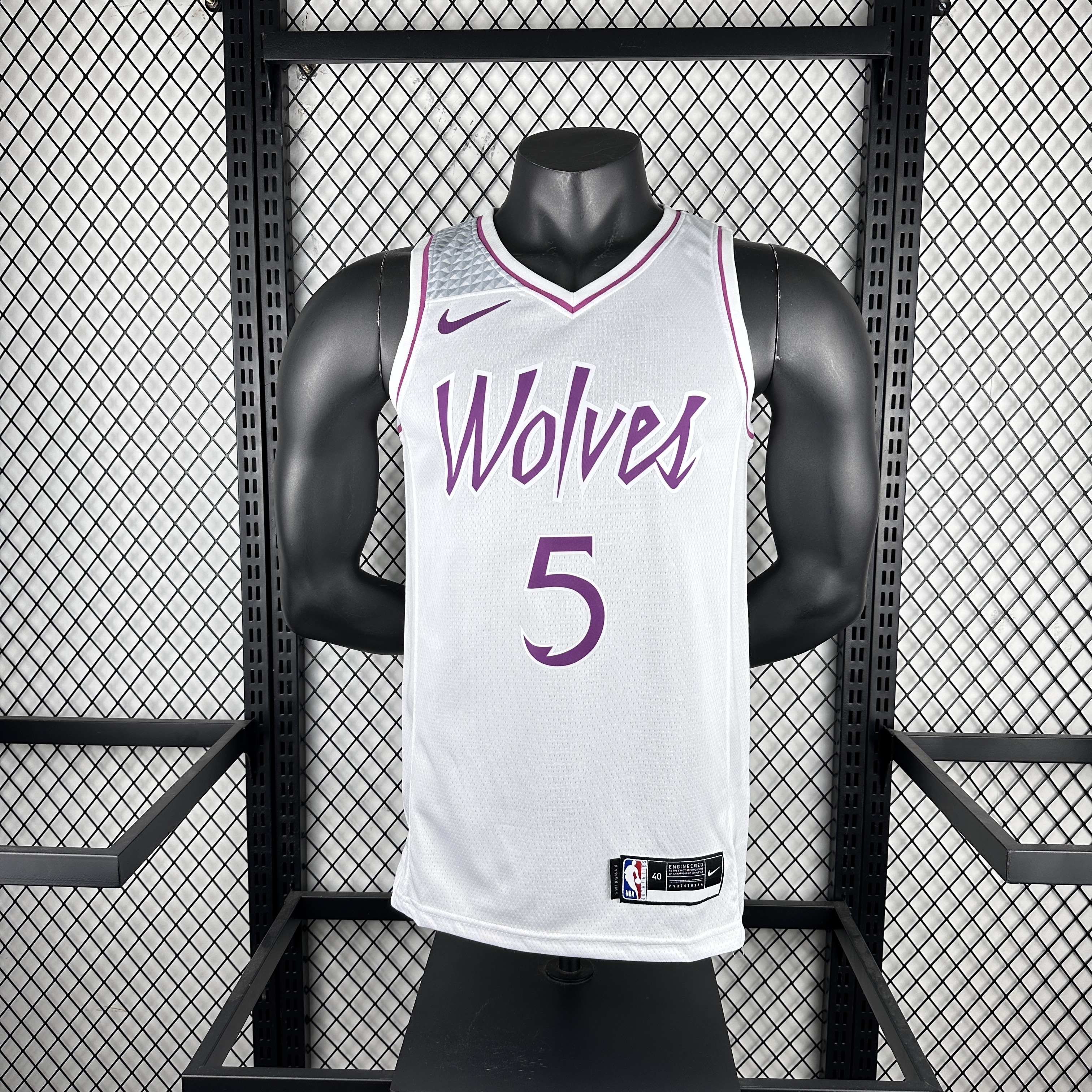Timberwolves white and pink No. 5 Edwards