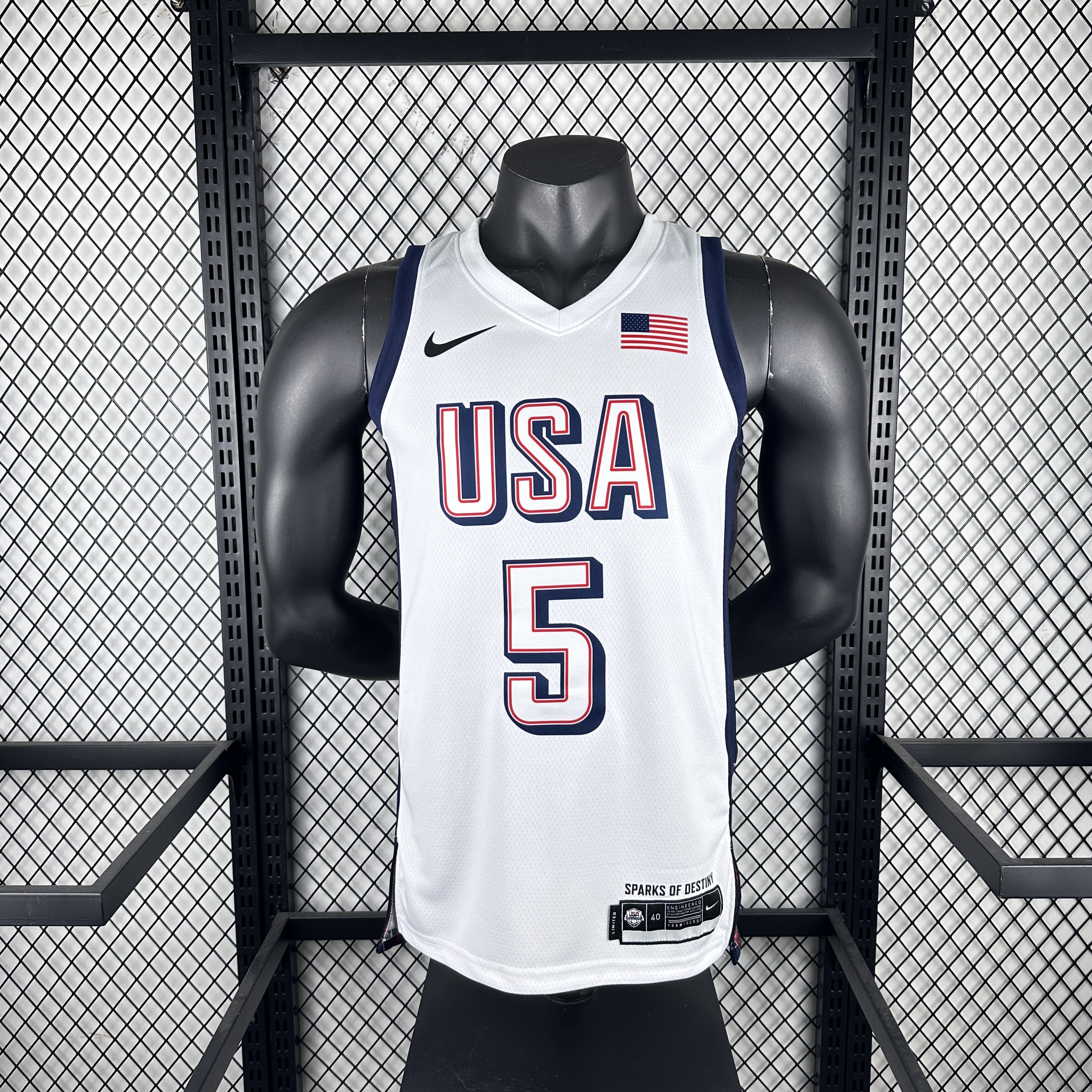 '24 Olympic Team USA white number 5 Edwards