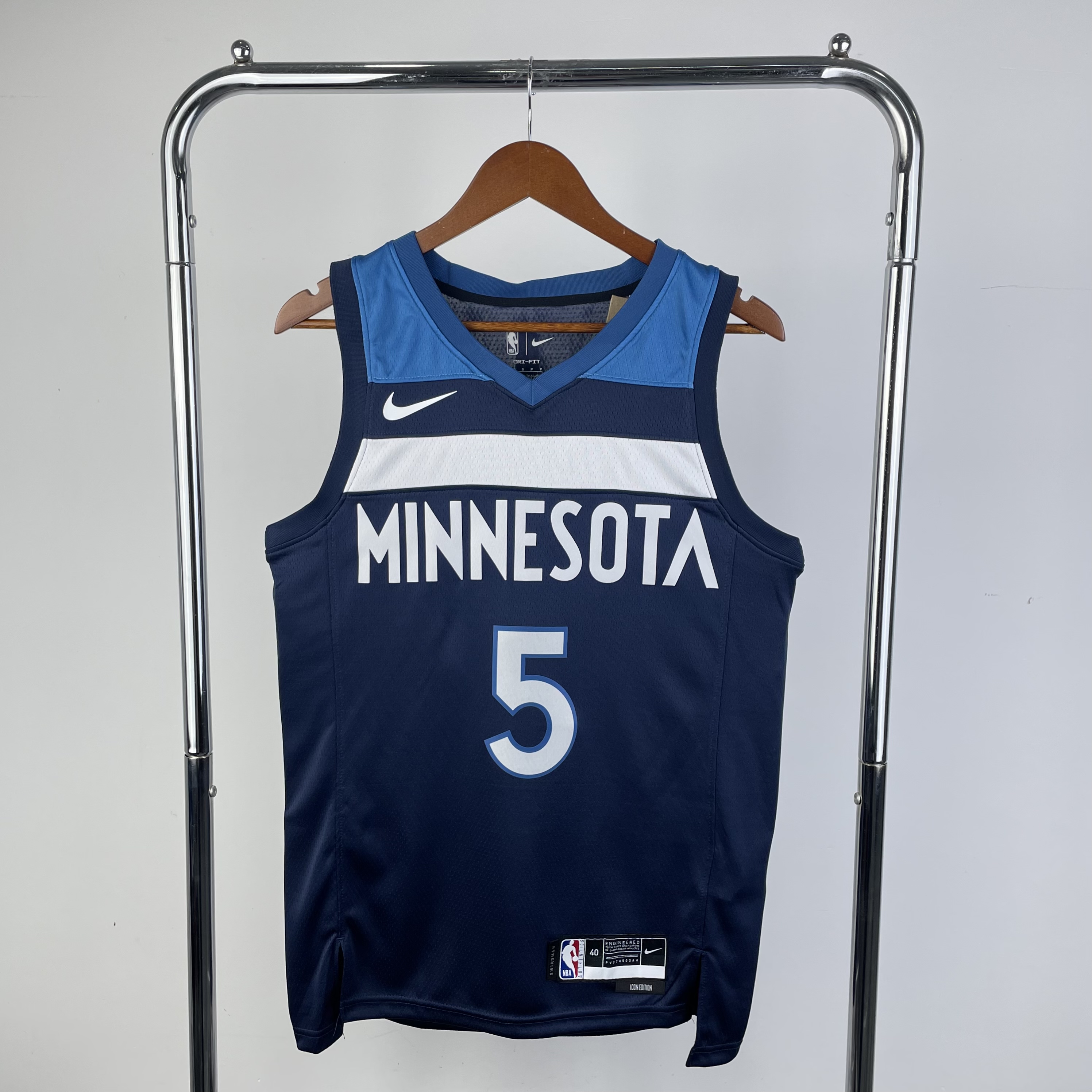 23 season Timberwolves away dark blue No. 5 Edwards