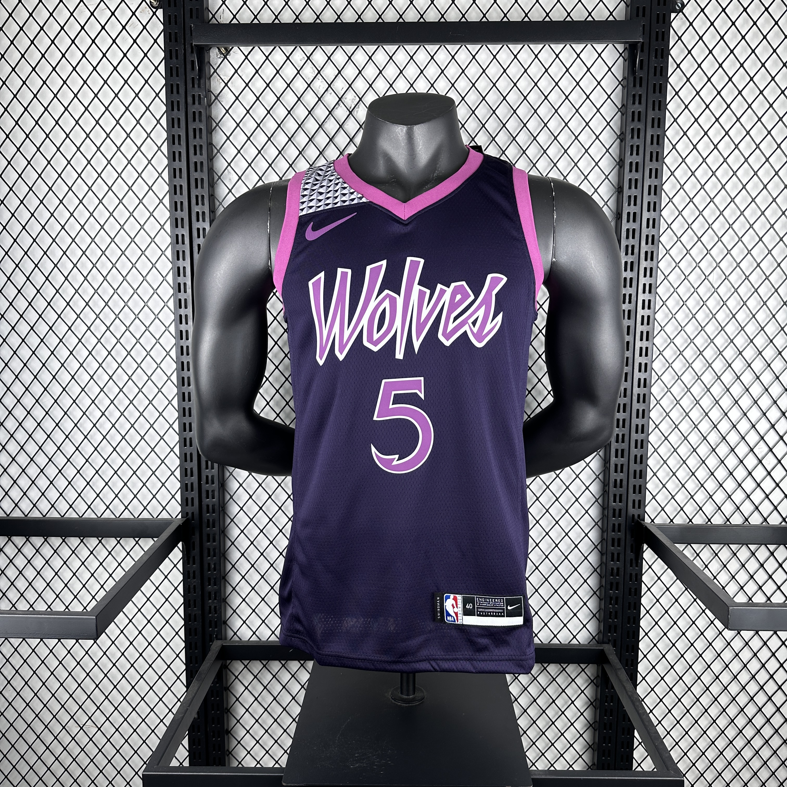 Timberwolves Black and purple number five Edwards