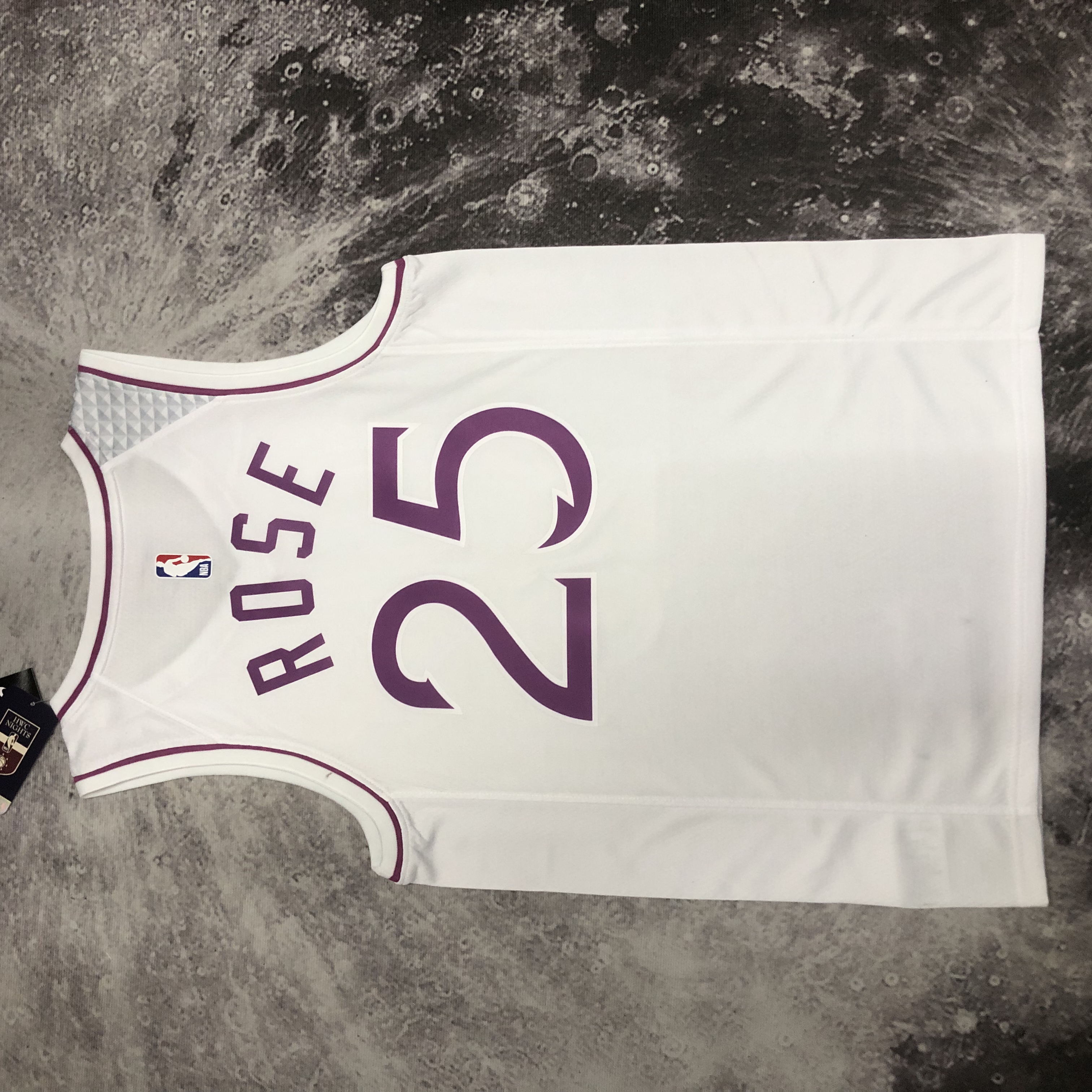 Timberwolves white and pink No. 25 Rose