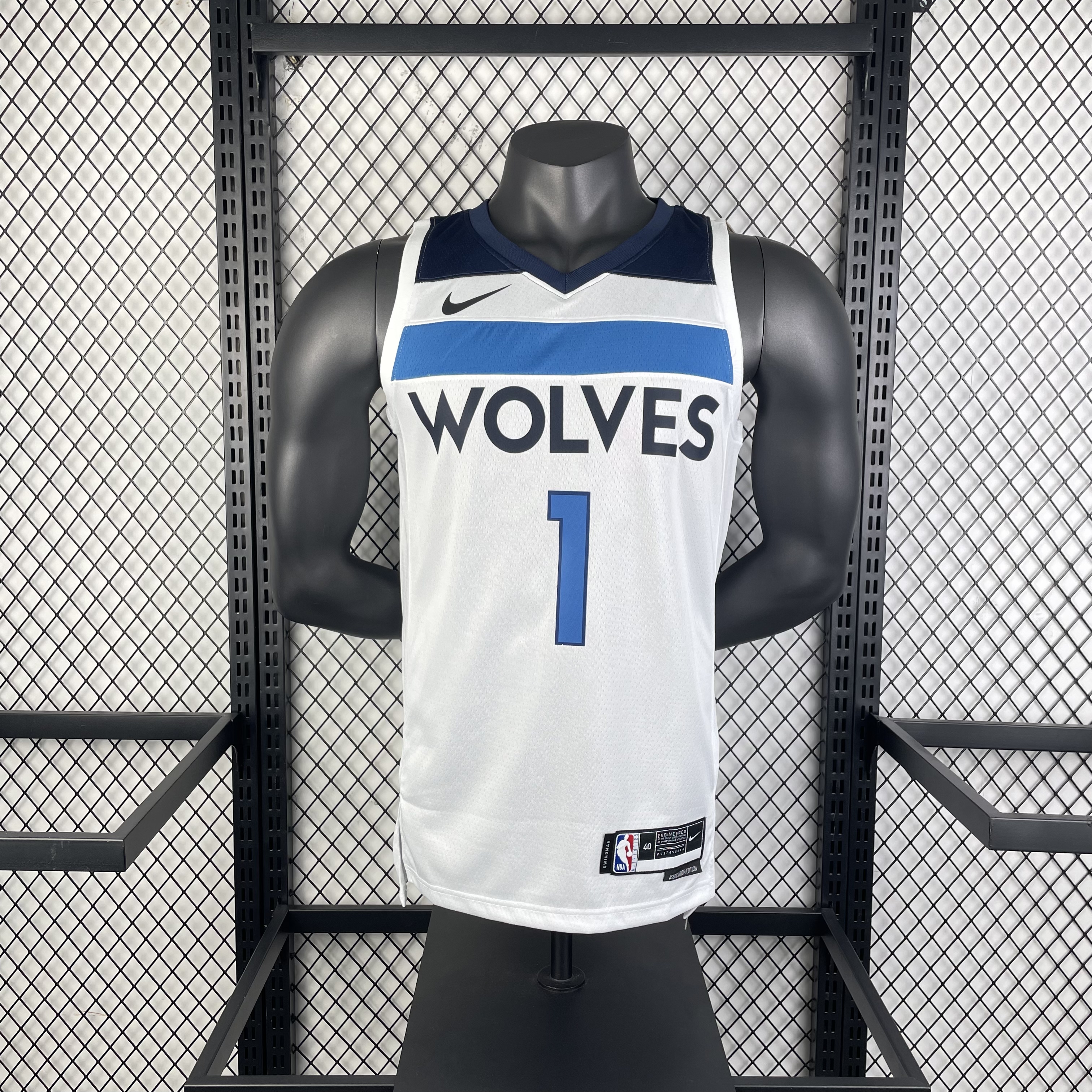 23 season Timberwolves home white No.1 Anderson