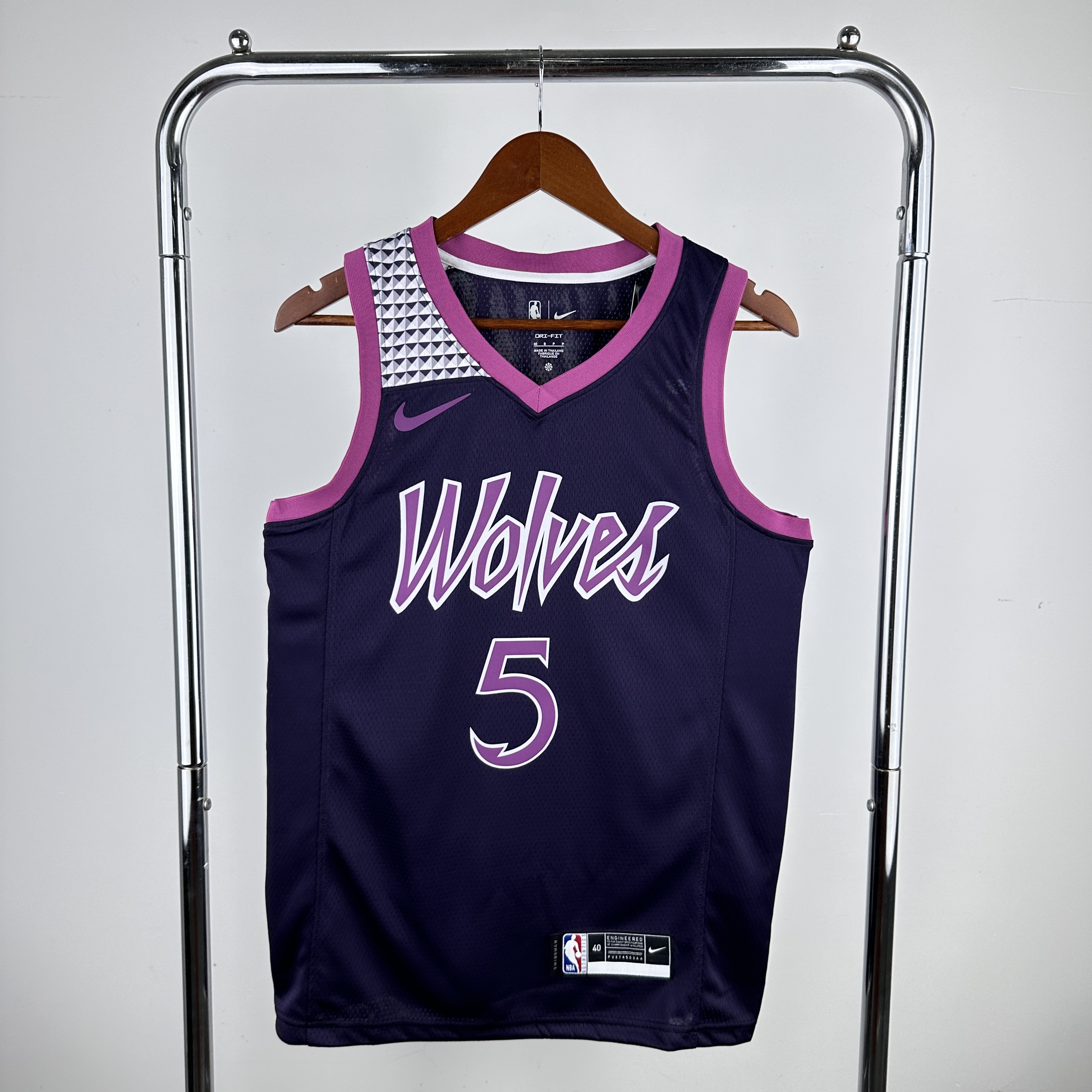 Timberwolves Black and purple number five Edwards